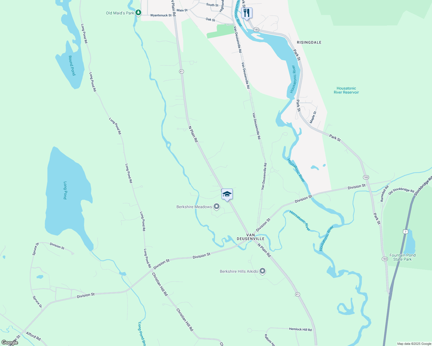 map of restaurants, bars, coffee shops, grocery stores, and more near 274 North Plain Road in Great Barrington