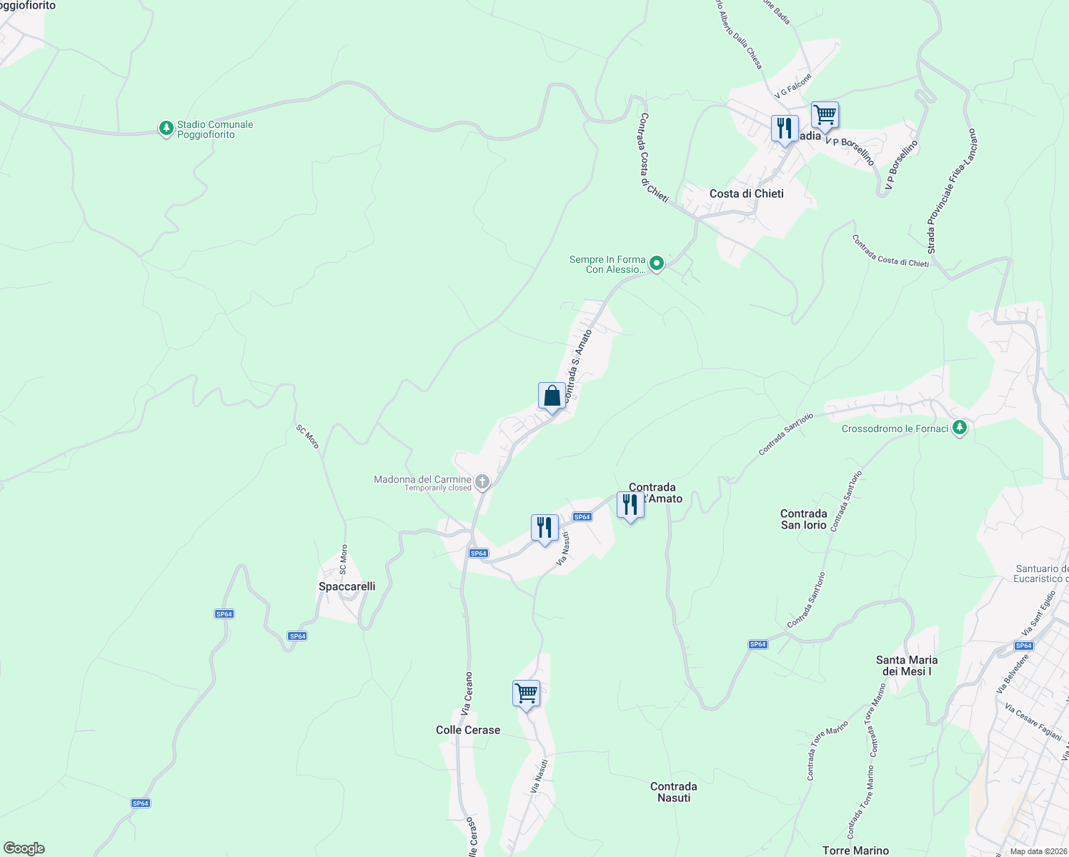 map of restaurants, bars, coffee shops, grocery stores, and more near 52 Contrada San Amato in Sant'Amato-nasuti
