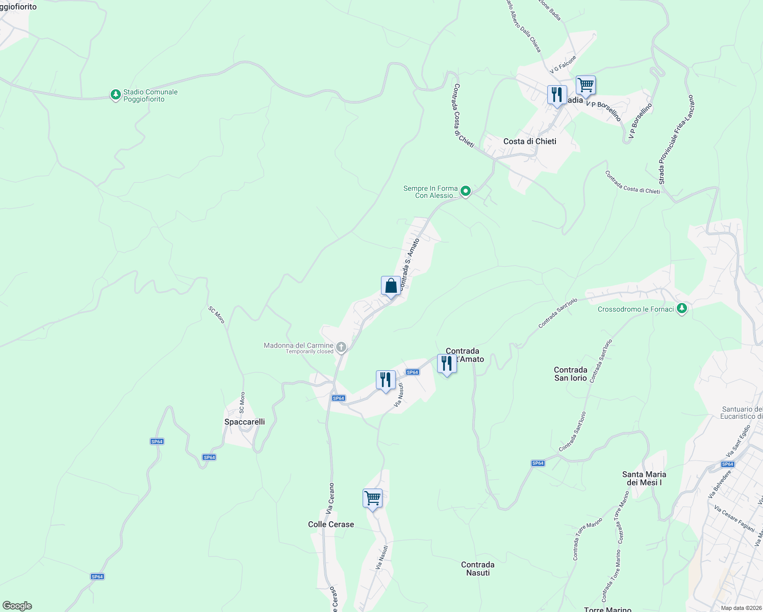 map of restaurants, bars, coffee shops, grocery stores, and more near 52 Contrada San Amato in Sant'Amato-nasuti