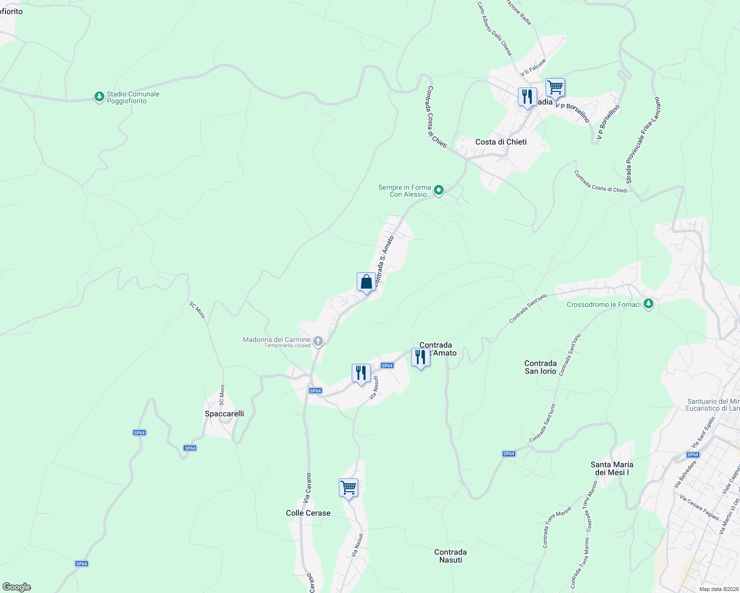 map of restaurants, bars, coffee shops, grocery stores, and more near 86 Contrada San Amato in Sant'Amato-nasuti