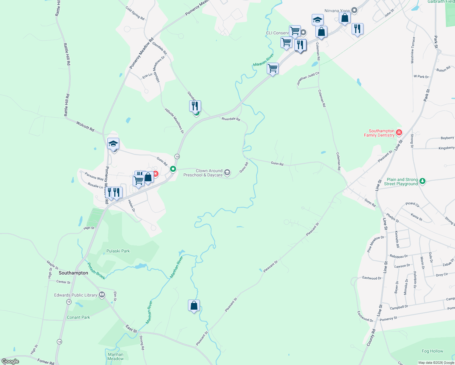 map of restaurants, bars, coffee shops, grocery stores, and more near 34 Gunn Road in Southampton