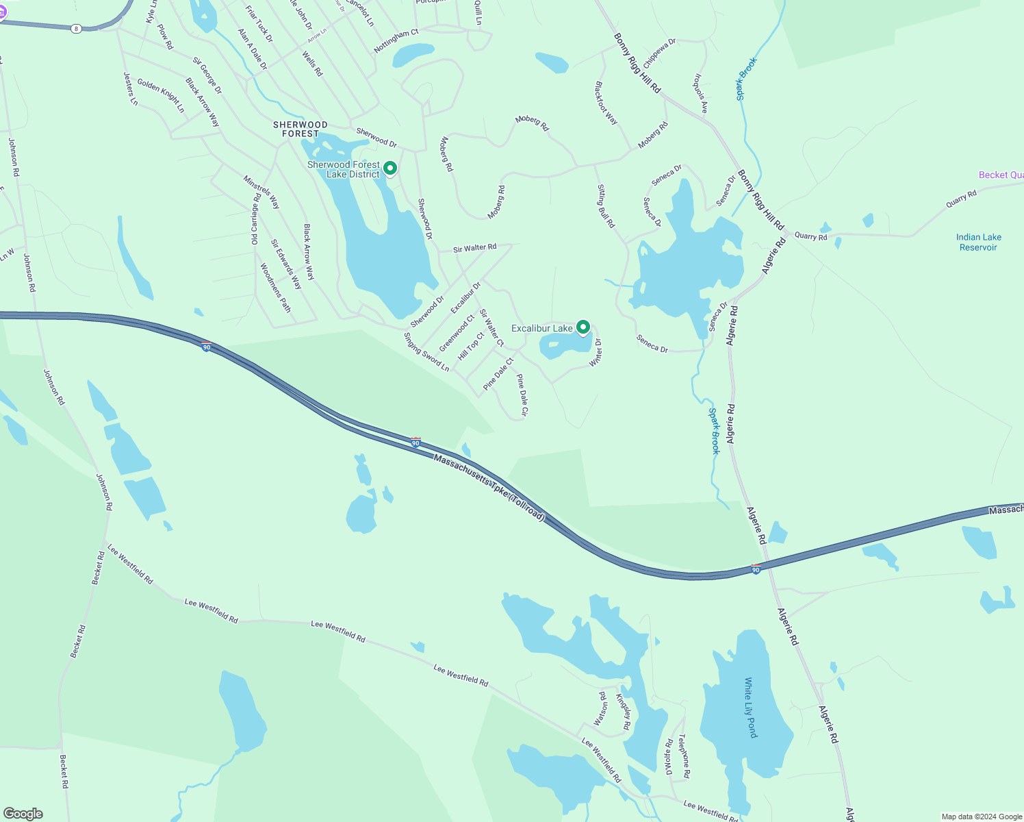 map of restaurants, bars, coffee shops, grocery stores, and more near 71 Pine Dale Circle in Becket