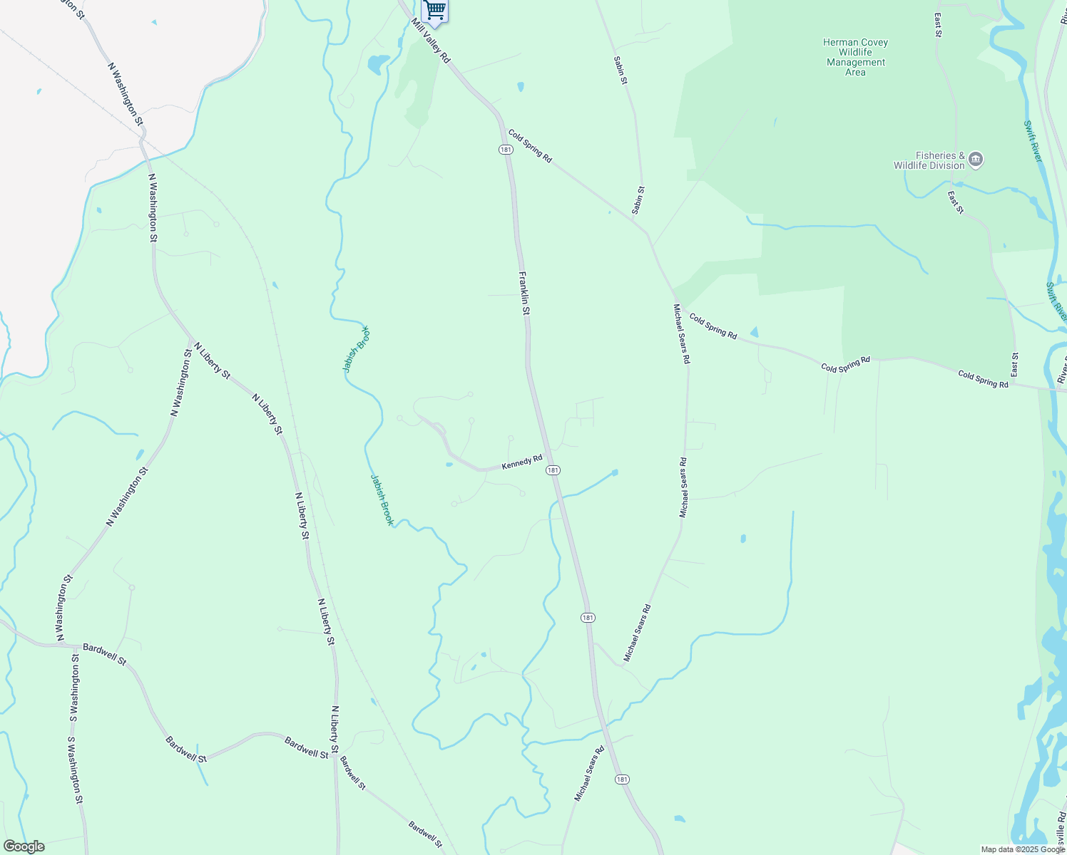 map of restaurants, bars, coffee shops, grocery stores, and more near 212 Franklin Street in Belchertown