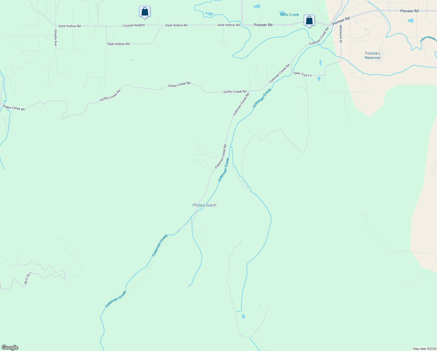map of restaurants, bars, coffee shops, grocery stores, and more near 6291 Coleman Creek Road in Medford