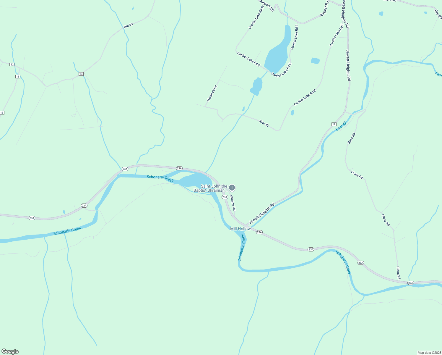 map of restaurants, bars, coffee shops, grocery stores, and more near 96 Ukraine Road in Hunter