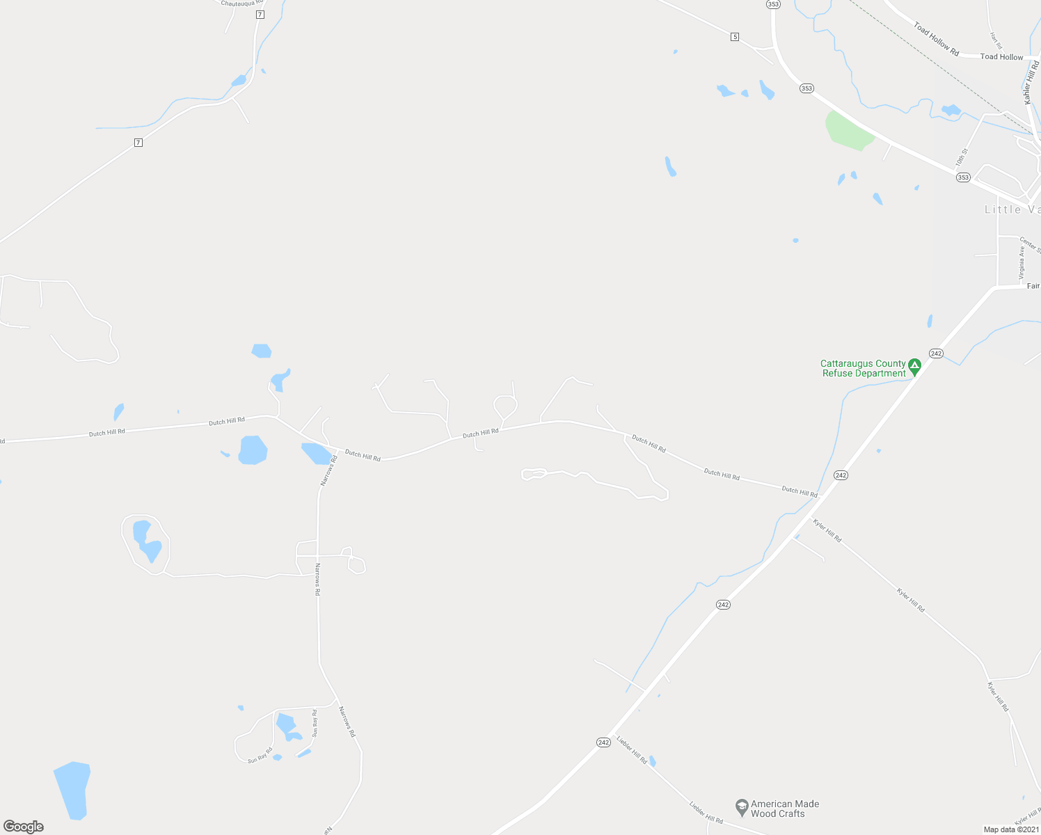 map of restaurants, bars, coffee shops, grocery stores, and more near 9210 Dutch Hill Road in Little Valley