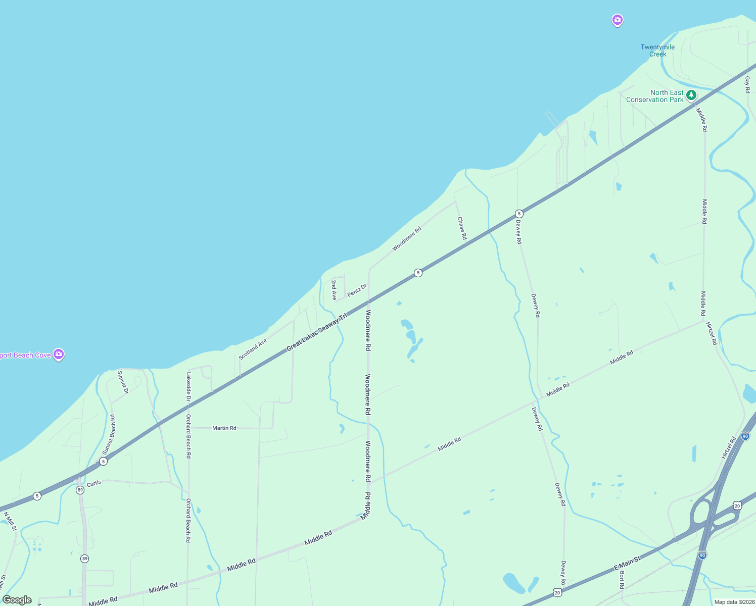 map of restaurants, bars, coffee shops, grocery stores, and more near 319 Woodmere Road in North East