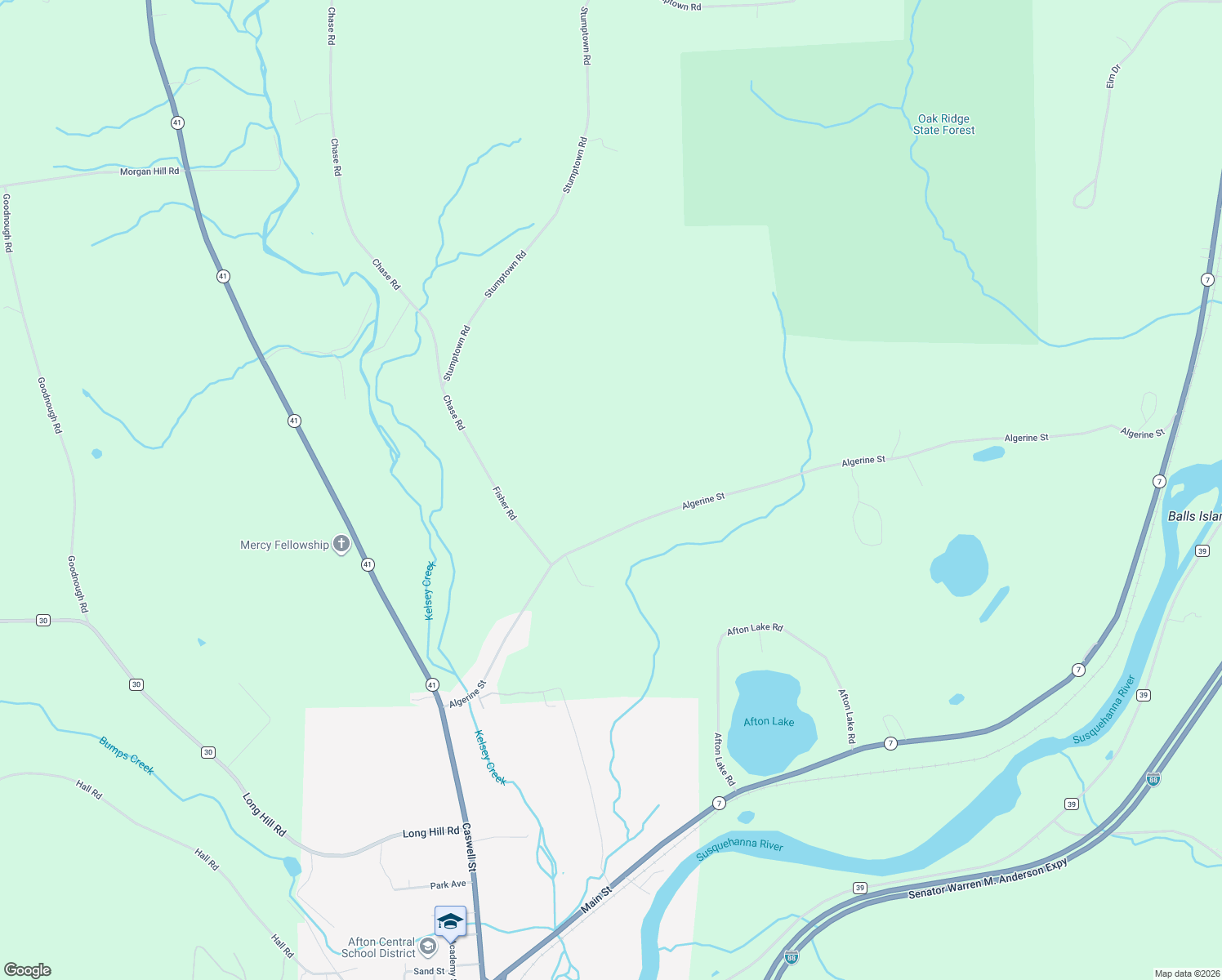 map of restaurants, bars, coffee shops, grocery stores, and more near 239 Algerine St in Afton