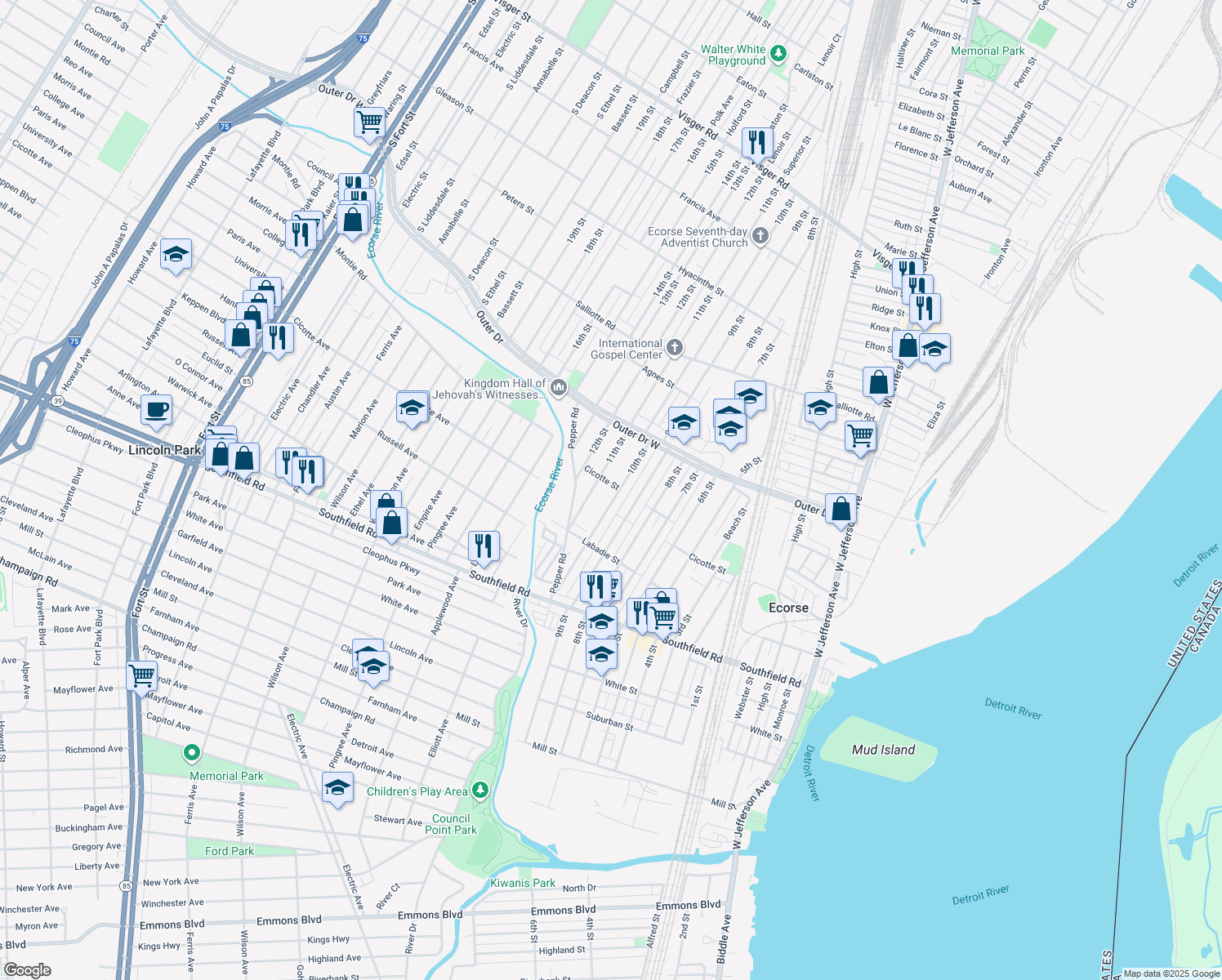 353 Cicotte Street, Ecorse MI Walk Score