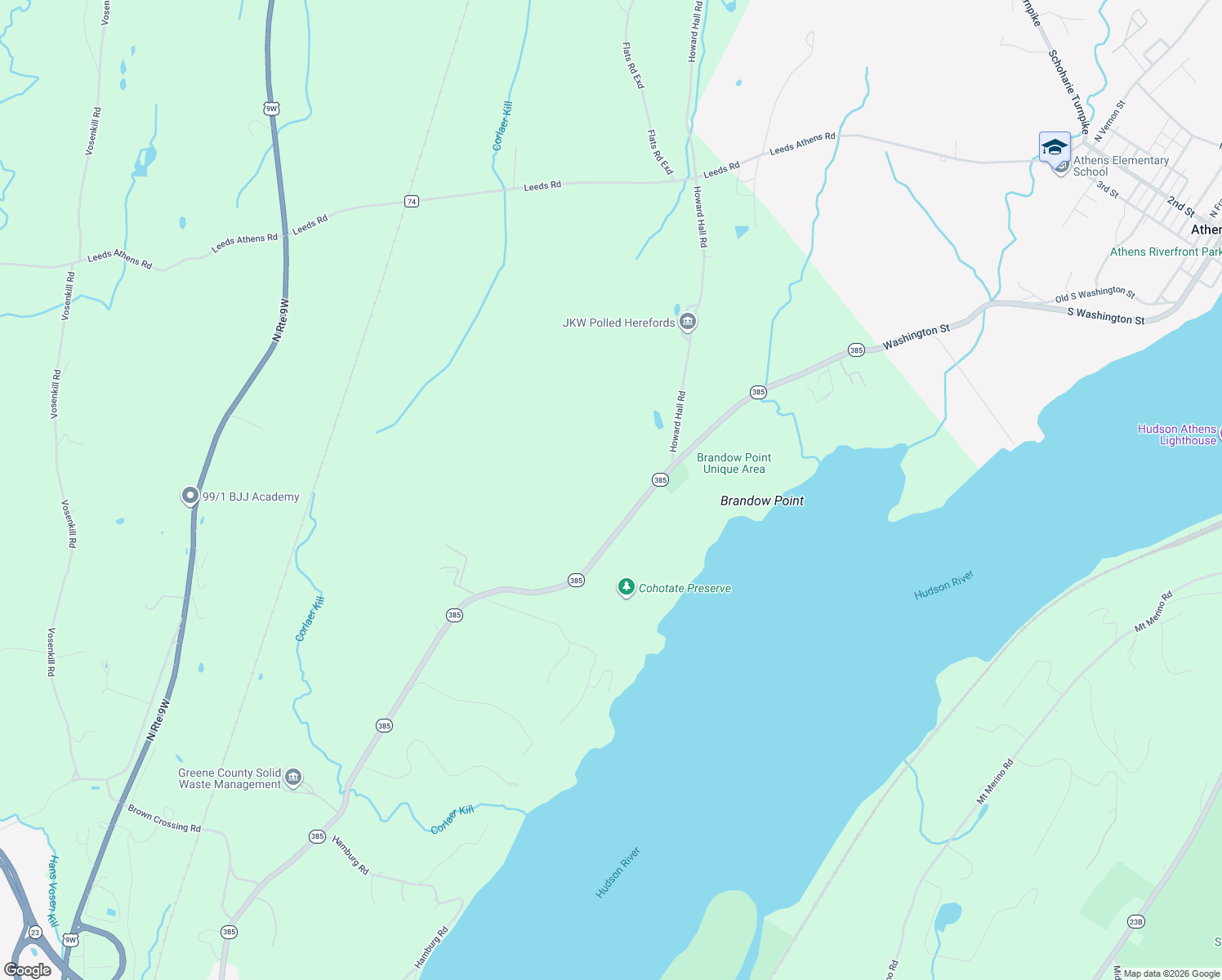 map of restaurants, bars, coffee shops, grocery stores, and more near 480 State Highway 385 in Catskill