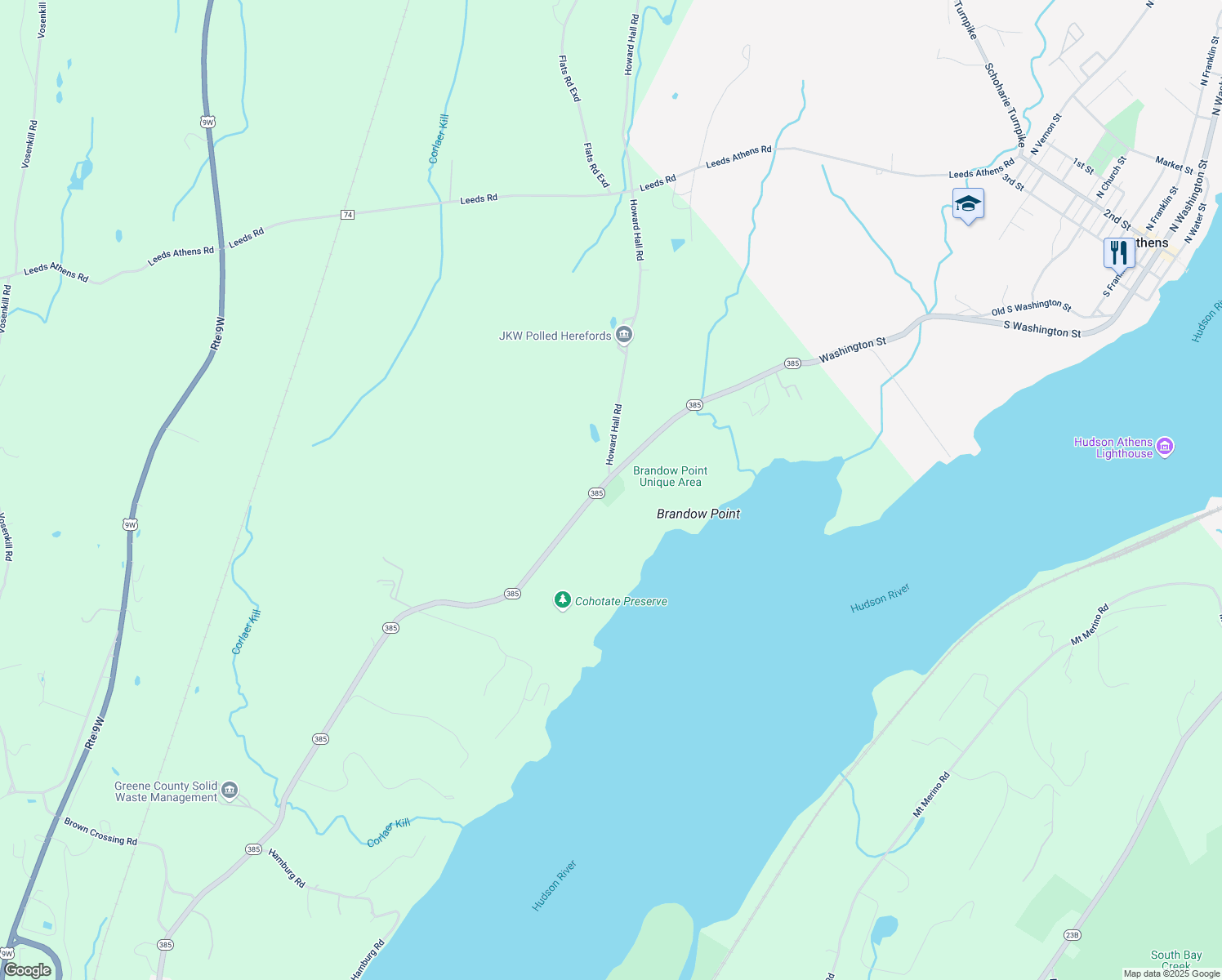 map of restaurants, bars, coffee shops, grocery stores, and more near 480 New York 385 in Catskill