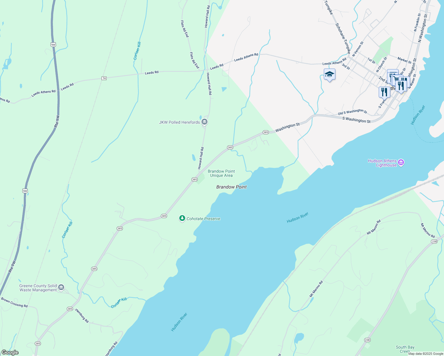 map of restaurants, bars, coffee shops, grocery stores, and more near 480 New York 385 in Catskill