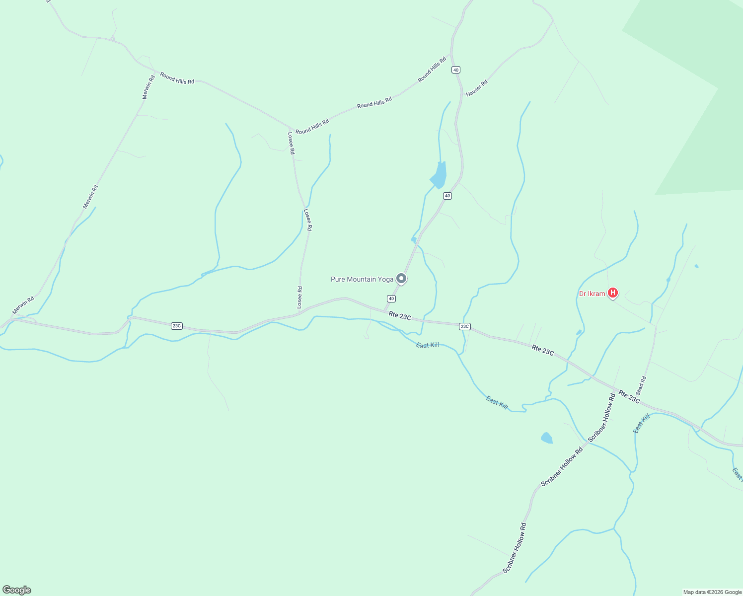 map of restaurants, bars, coffee shops, grocery stores, and more near 2484 Route 23C in East Jewett