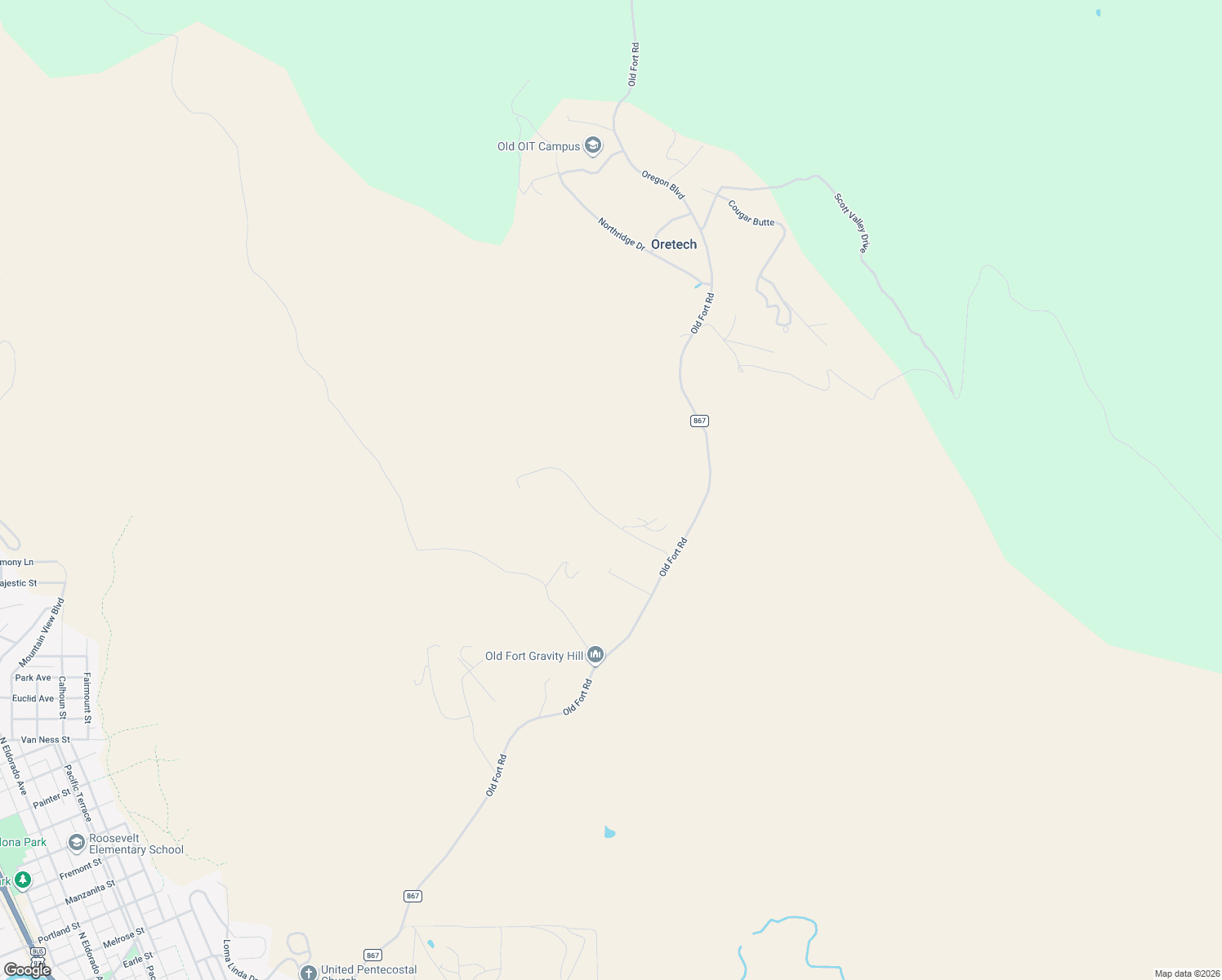 map of restaurants, bars, coffee shops, grocery stores, and more near 3300 Plum Hill Road in Klamath Falls