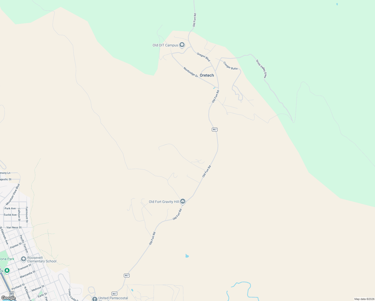 map of restaurants, bars, coffee shops, grocery stores, and more near 3300 Plum Hill Road in Klamath Falls