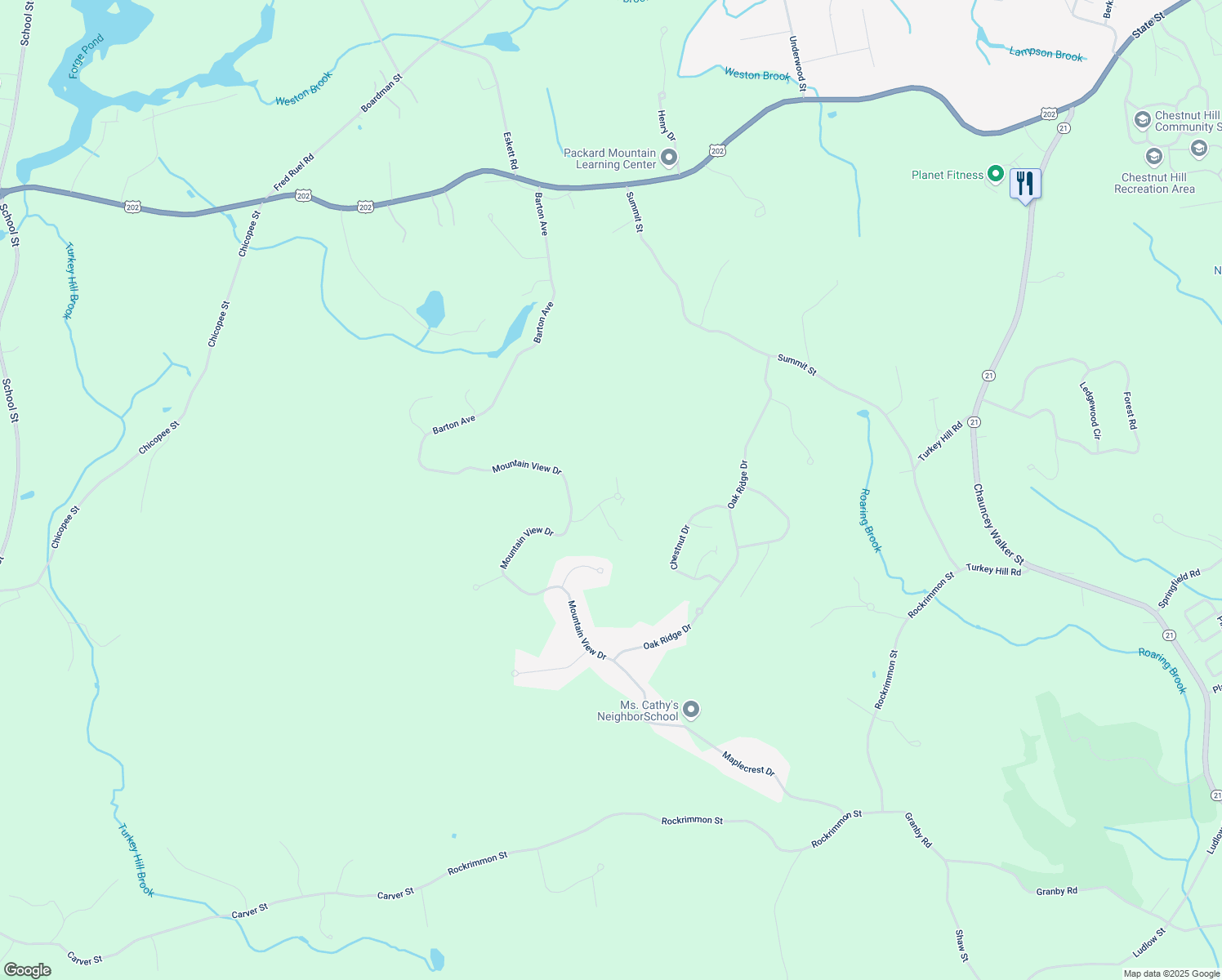 map of restaurants, bars, coffee shops, grocery stores, and more near 33 Crestview Drive in Belchertown