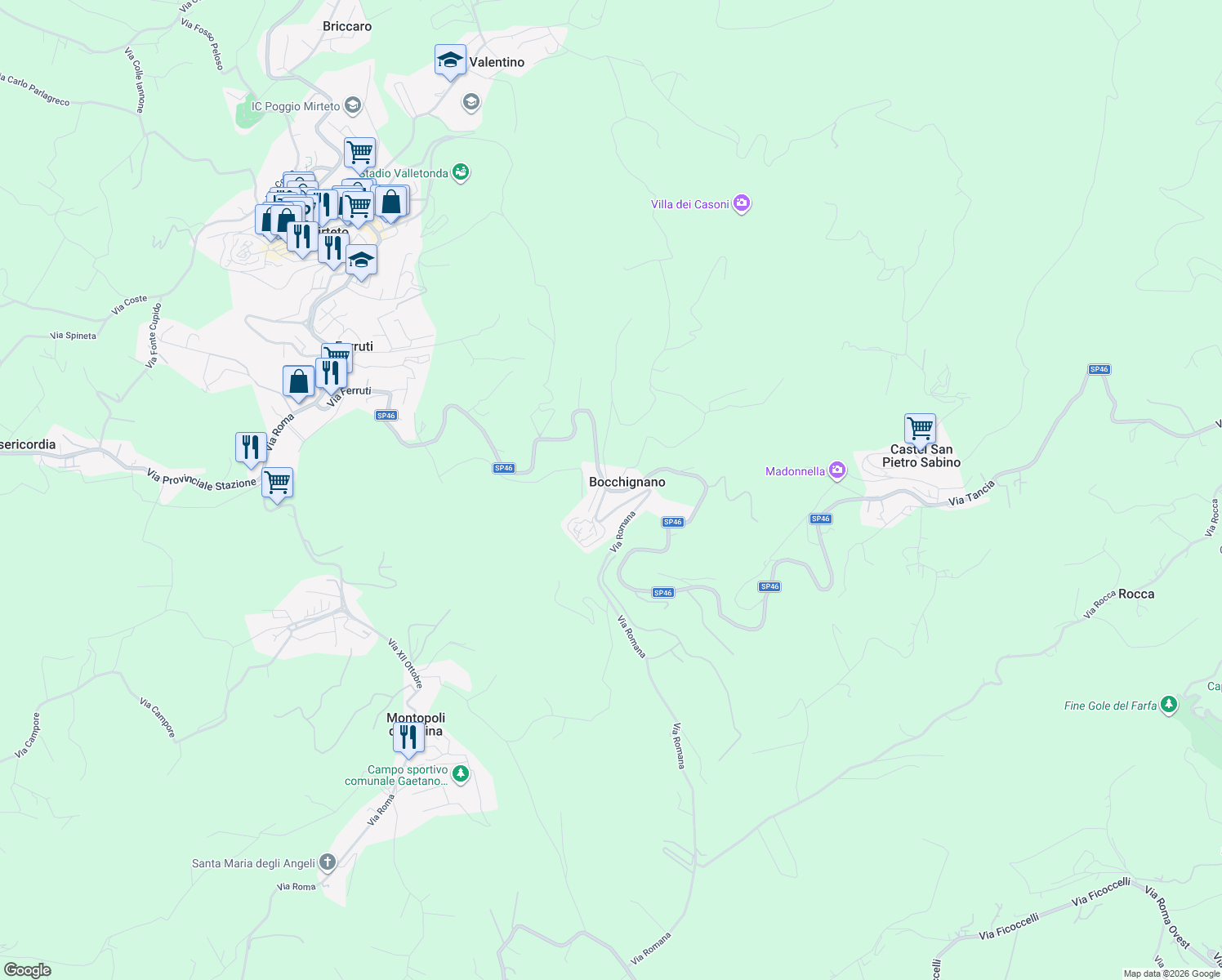 map of restaurants, bars, coffee shops, grocery stores, and more near 5 Via Casalina in Bocchignano