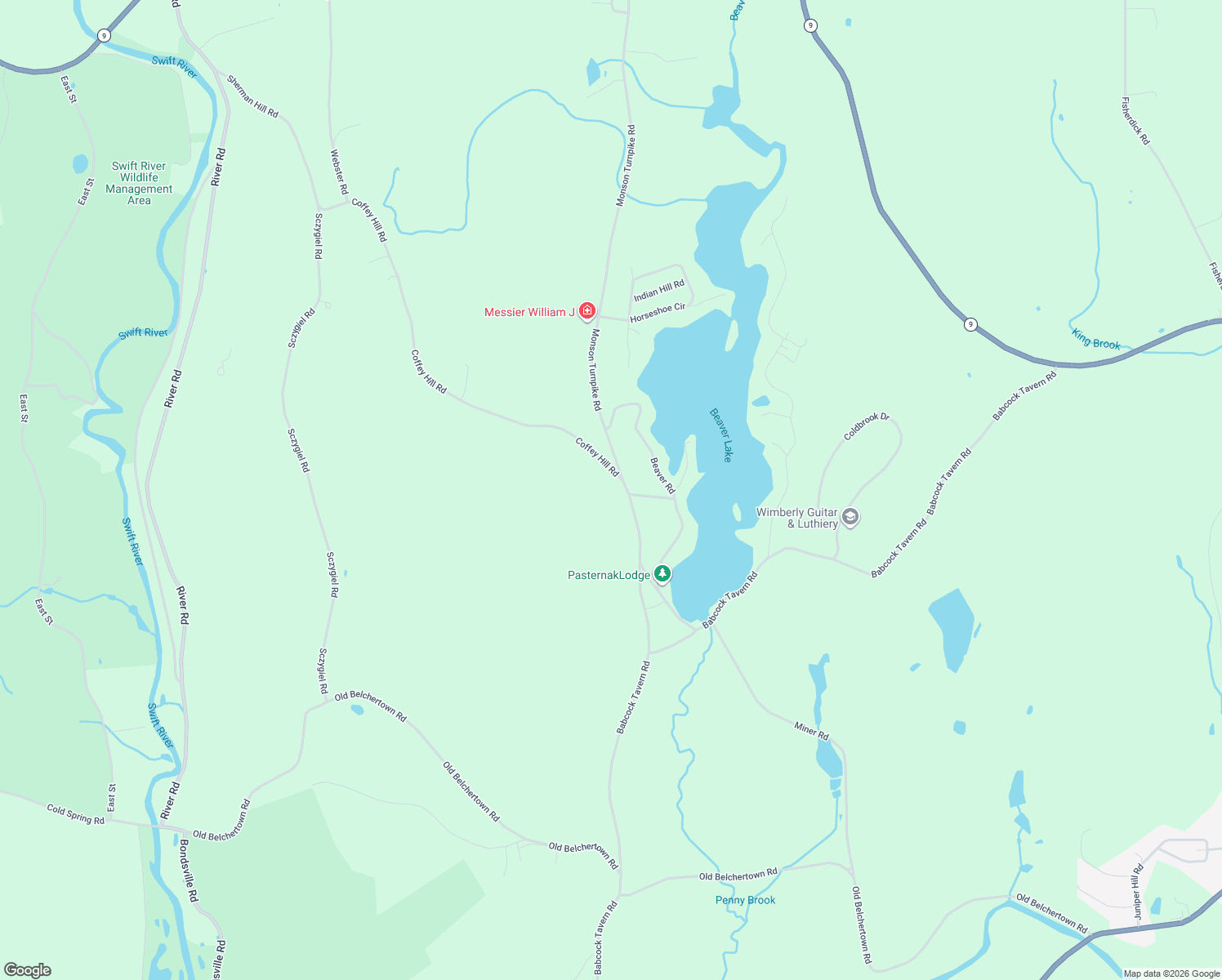 map of restaurants, bars, coffee shops, grocery stores, and more near 2-66 Coffey Hill Road in Ware