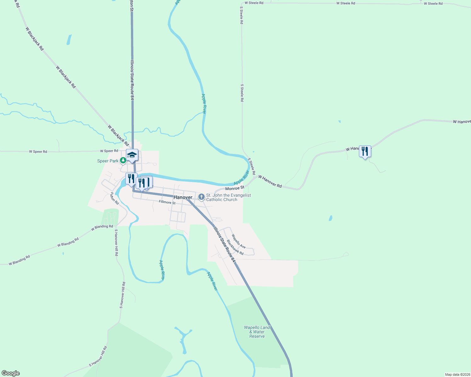 map of restaurants, bars, coffee shops, grocery stores, and more near 800 Monroe Street in Hanover