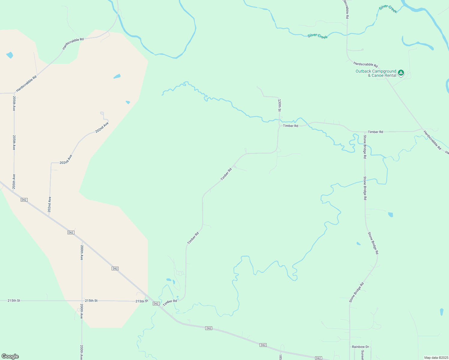 map of restaurants, bars, coffee shops, grocery stores, and more near 18953 Timber Road in Monticello