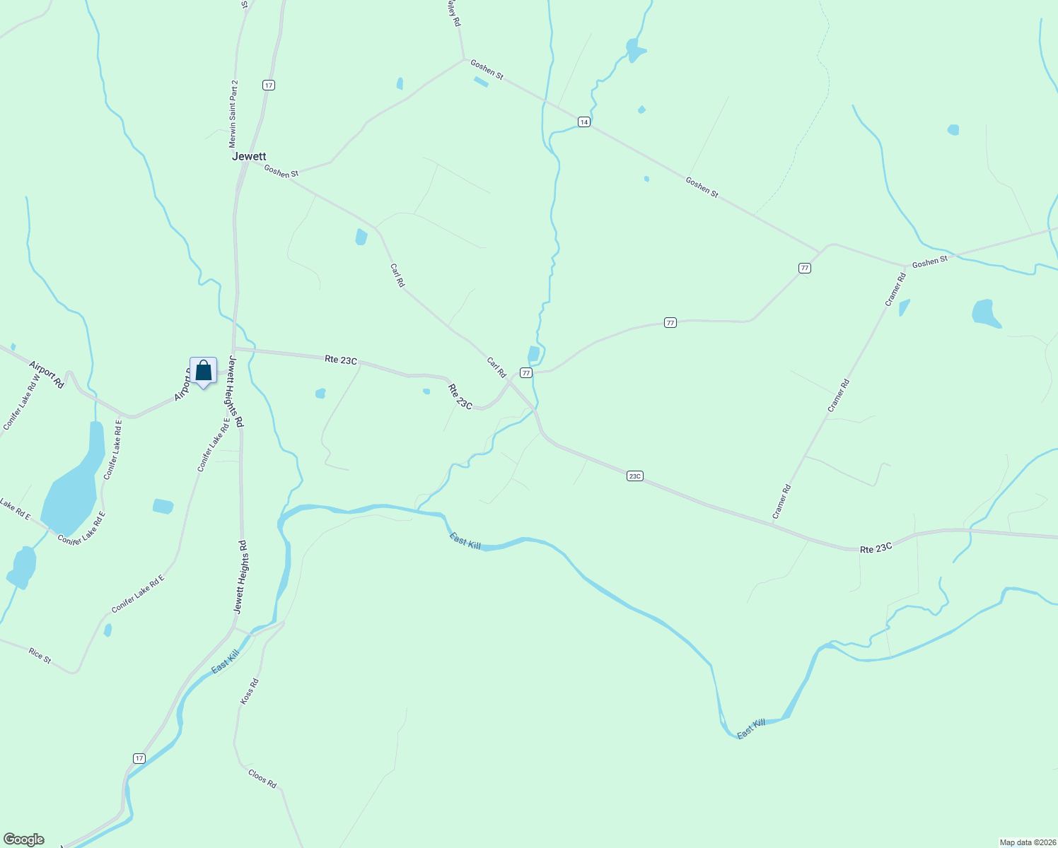 map of restaurants, bars, coffee shops, grocery stores, and more near 8 Deer Valley Rd in Jewett