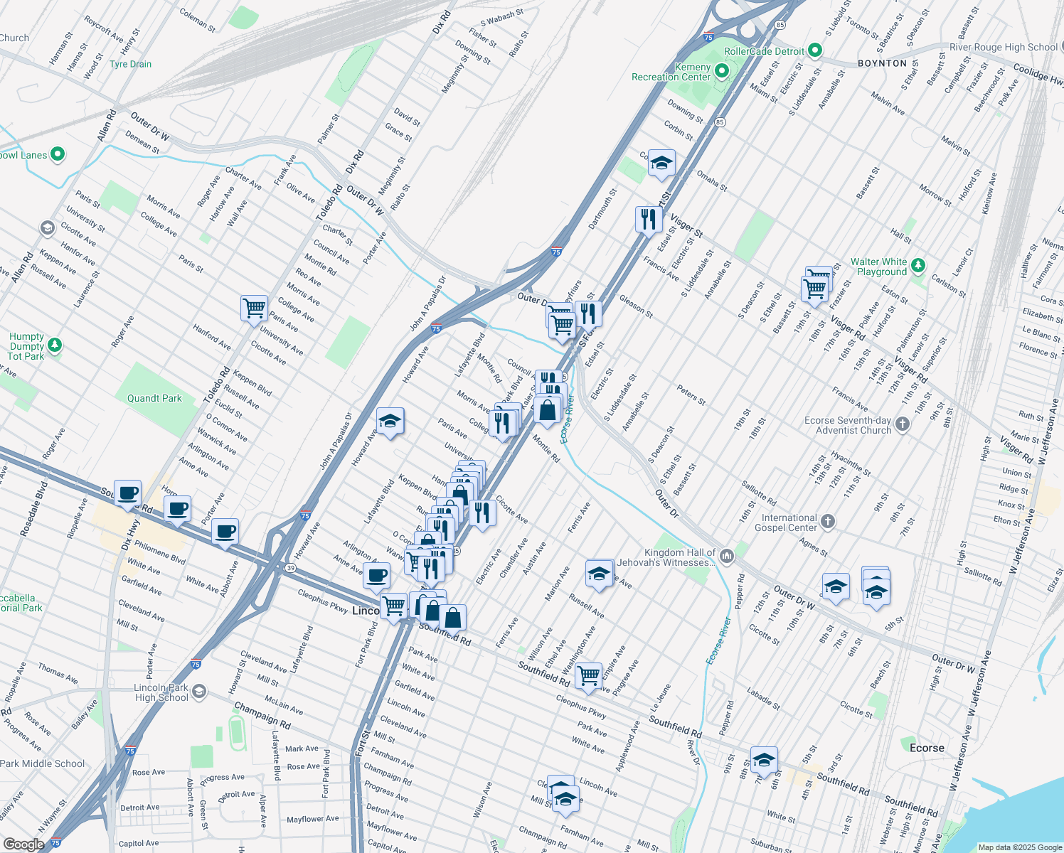 1121 Fort Street, Lincoln Park MI Walk Score