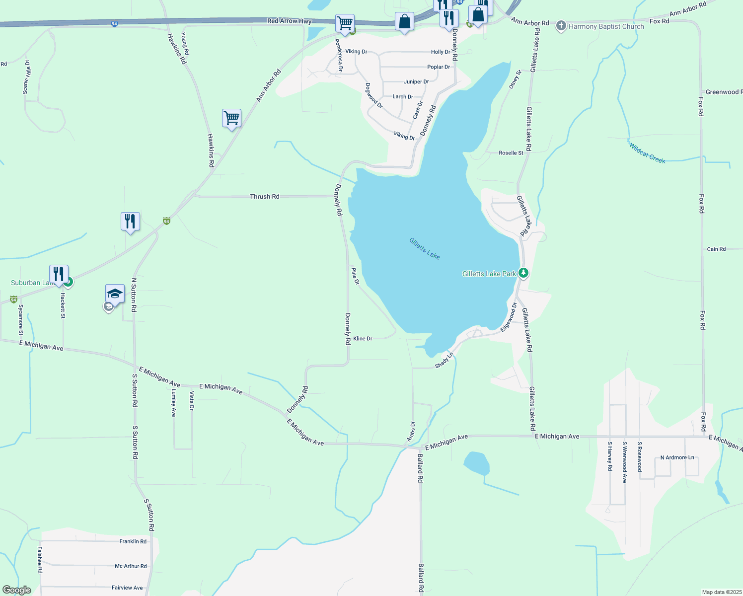 map of restaurants, bars, coffee shops, grocery stores, and more near 5235 Pine Drive in Jackson