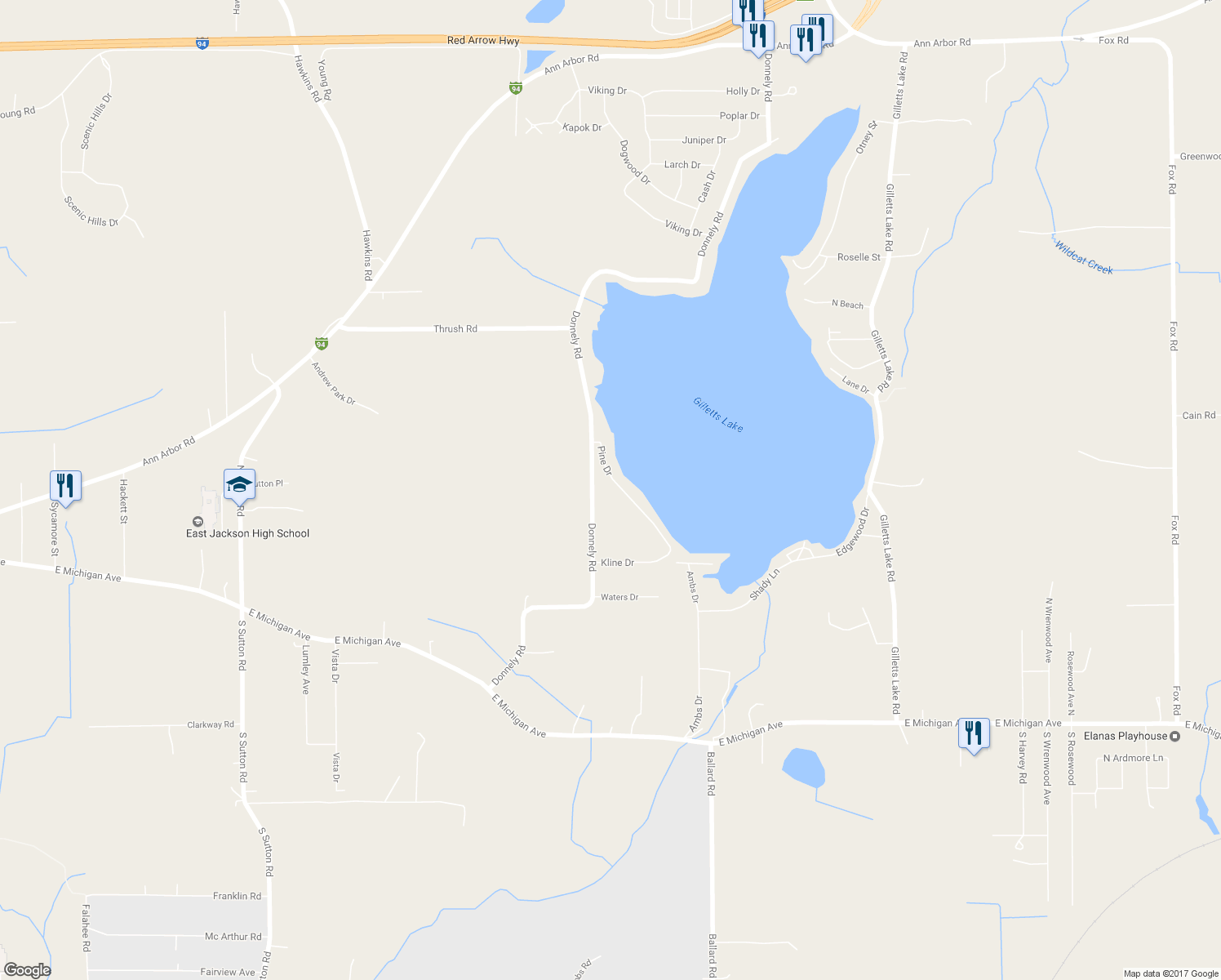 map of restaurants, bars, coffee shops, grocery stores, and more near 5205 Pine Drive in Jackson
