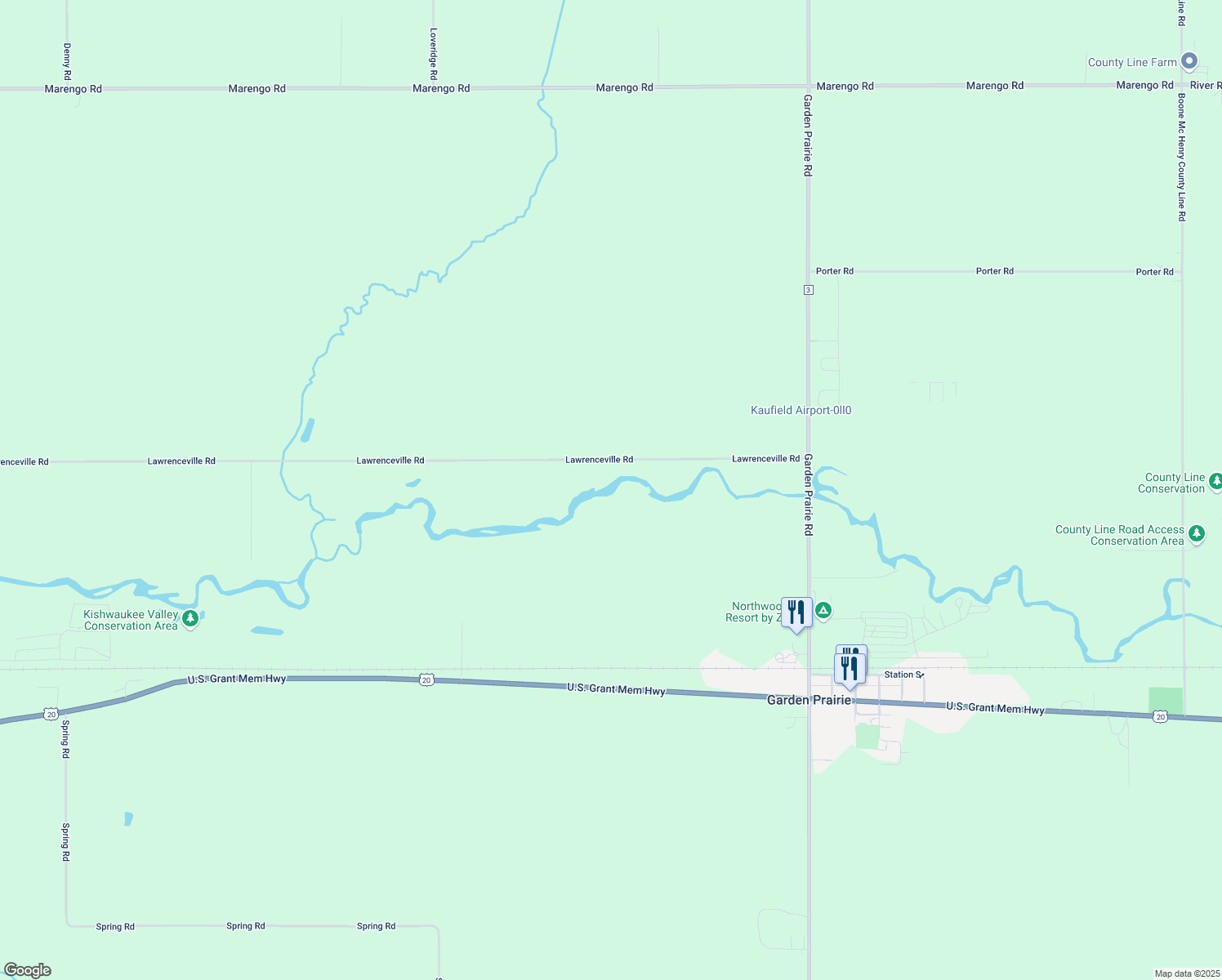 map of restaurants, bars, coffee shops, grocery stores, and more near 10479 Lawrenceville Road in Garden Prairie