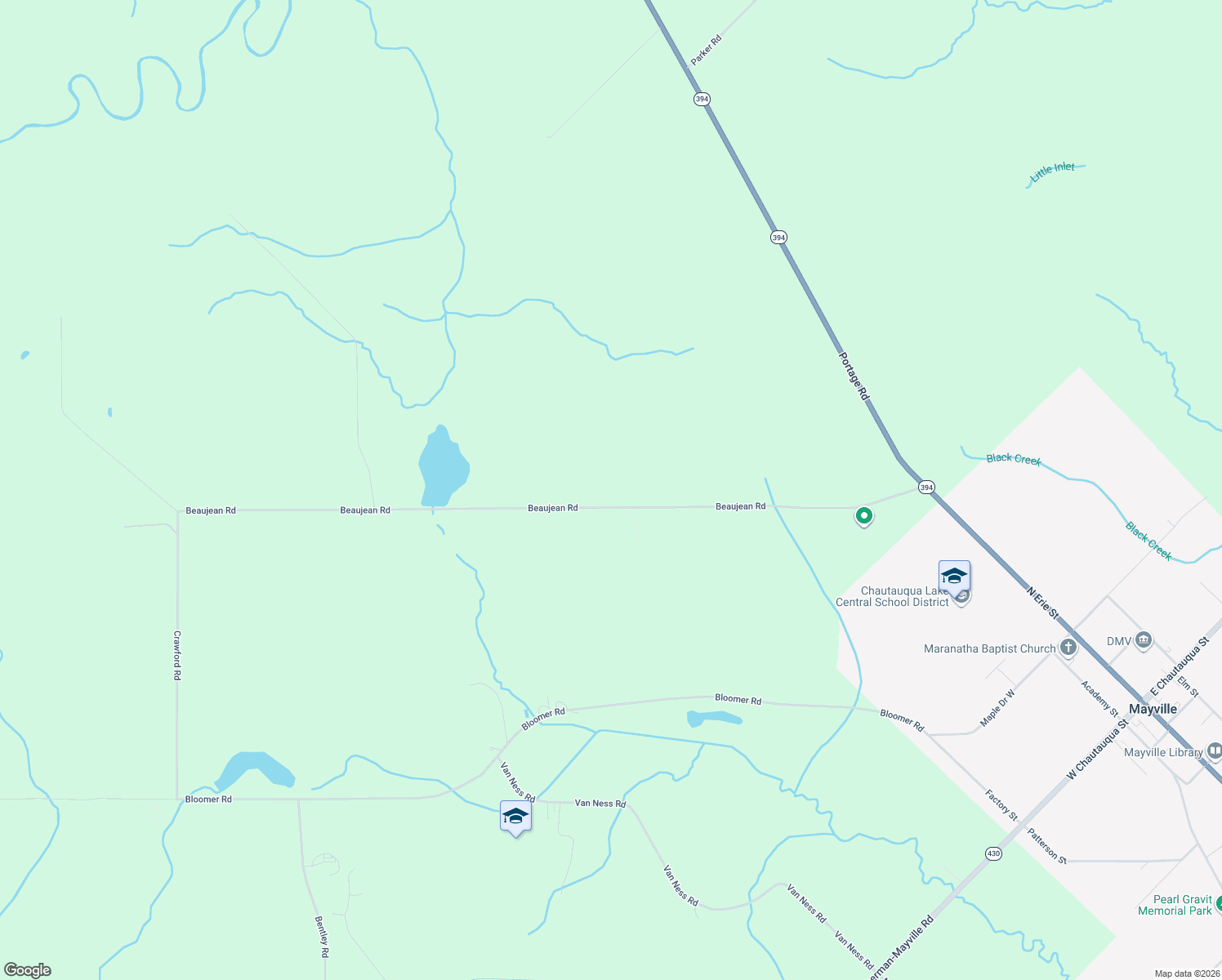 map of restaurants, bars, coffee shops, grocery stores, and more near 7244 Beaujean Road in Mayville