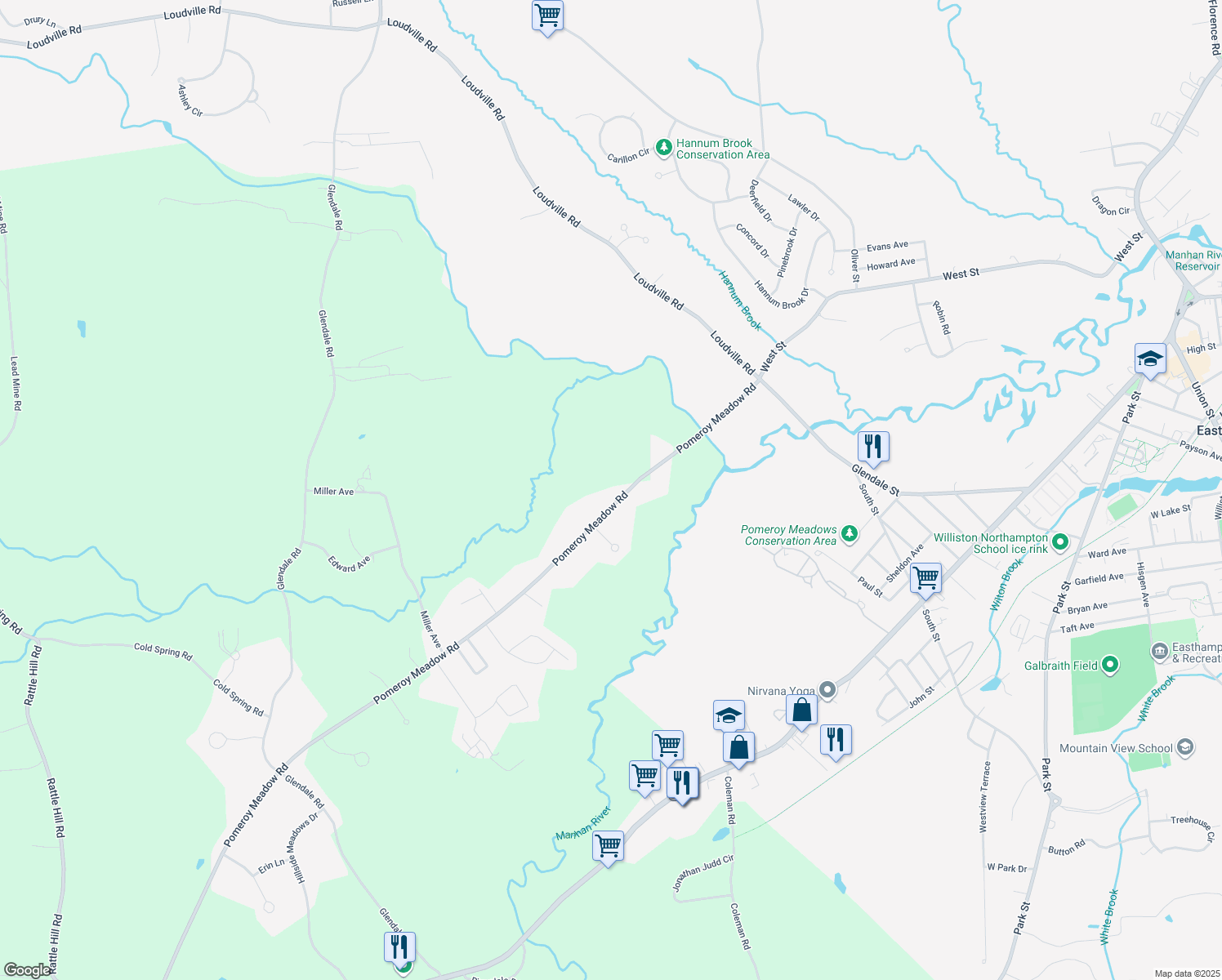 map of restaurants, bars, coffee shops, grocery stores, and more near 215 Pomeroy Meadow Rd in Southampton