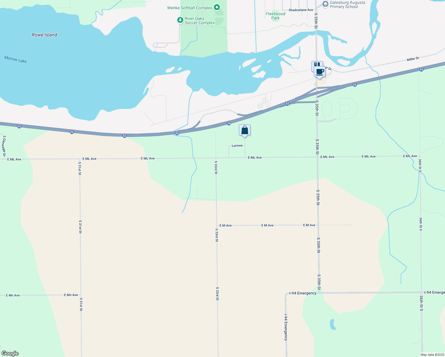 map of restaurants, bars, coffee shops, grocery stores, and more near 2647 South 33rd Street in Galesburg