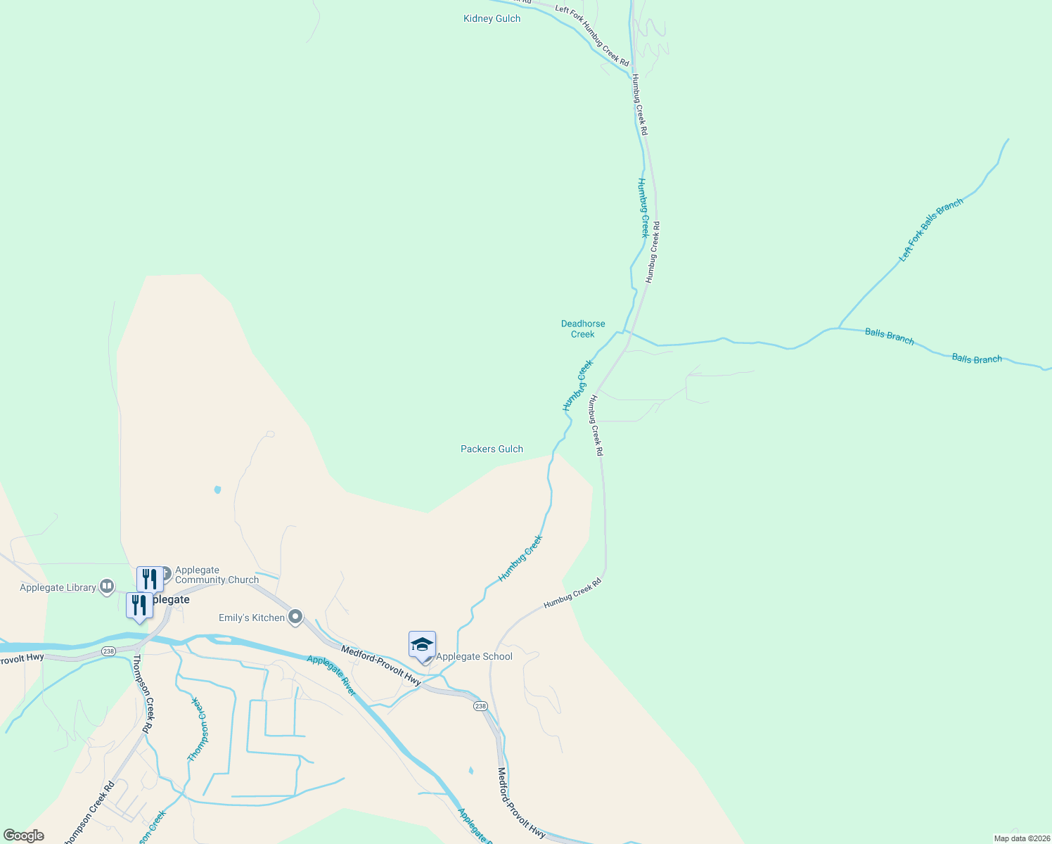 map of restaurants, bars, coffee shops, grocery stores, and more near 14260 Highway 238 in Jacksonville