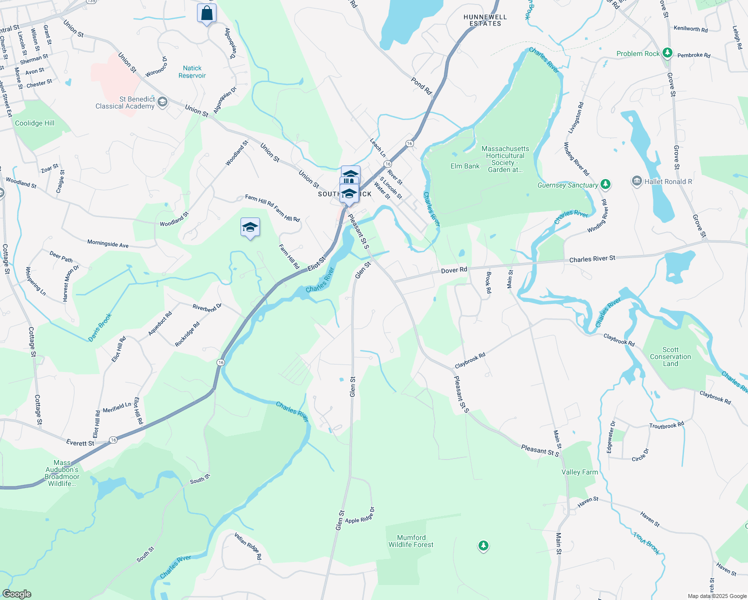 map of restaurants, bars, coffee shops, grocery stores, and more near 7 Cordial Way in Natick