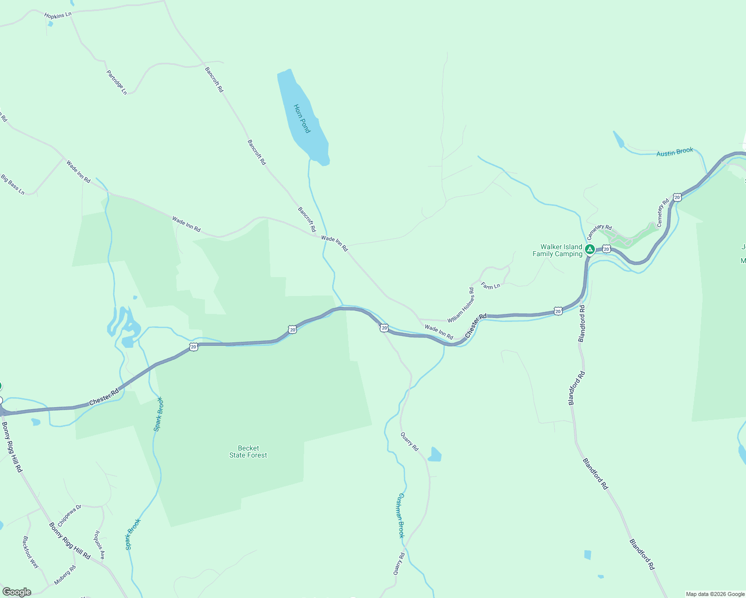 map of restaurants, bars, coffee shops, grocery stores, and more near 85-87 Wade Inn Road in Becket