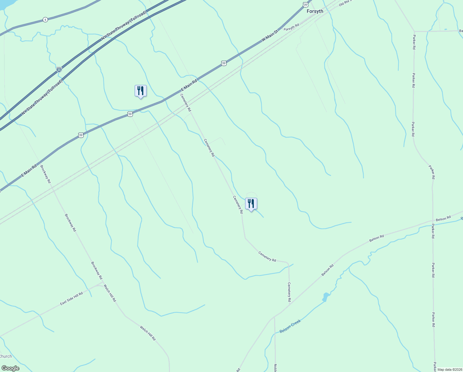 map of restaurants, bars, coffee shops, grocery stores, and more near 6388 Cemetery Road in Ripley
