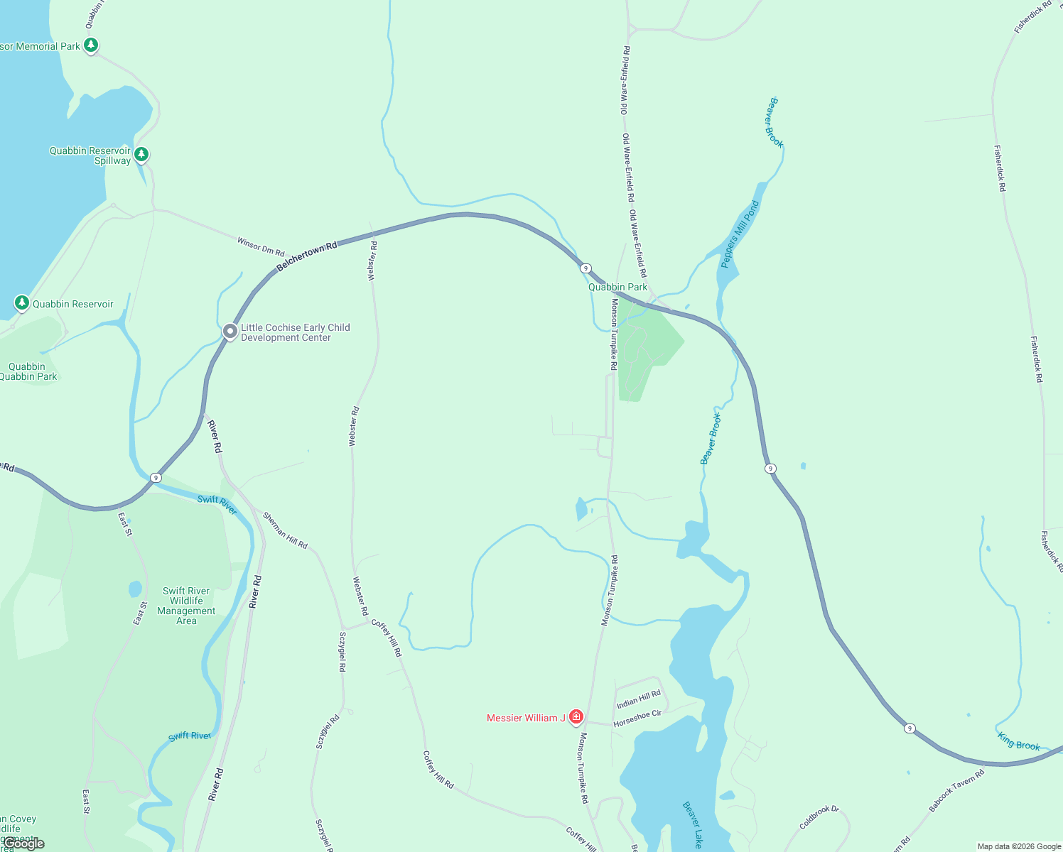 map of restaurants, bars, coffee shops, grocery stores, and more near 71 Monson Turnpike Road in Ware