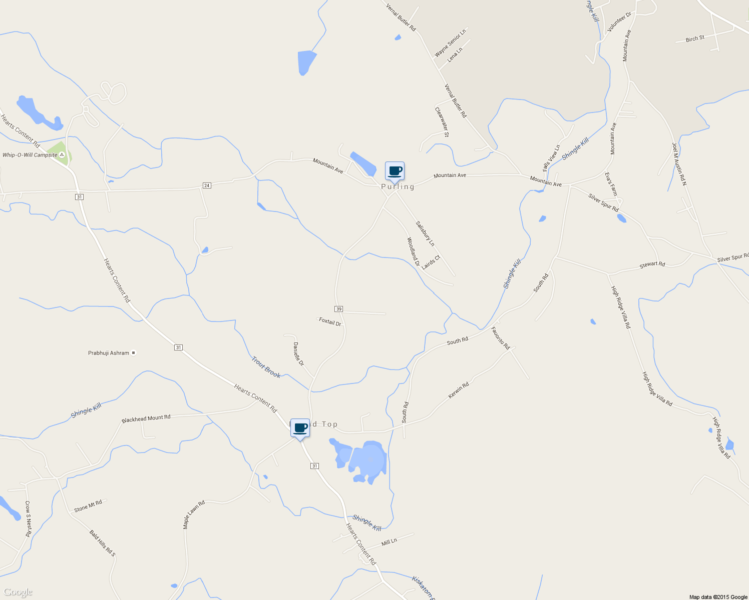 map of restaurants, bars, coffee shops, grocery stores, and more near 15 Thistle Grove in Round Top