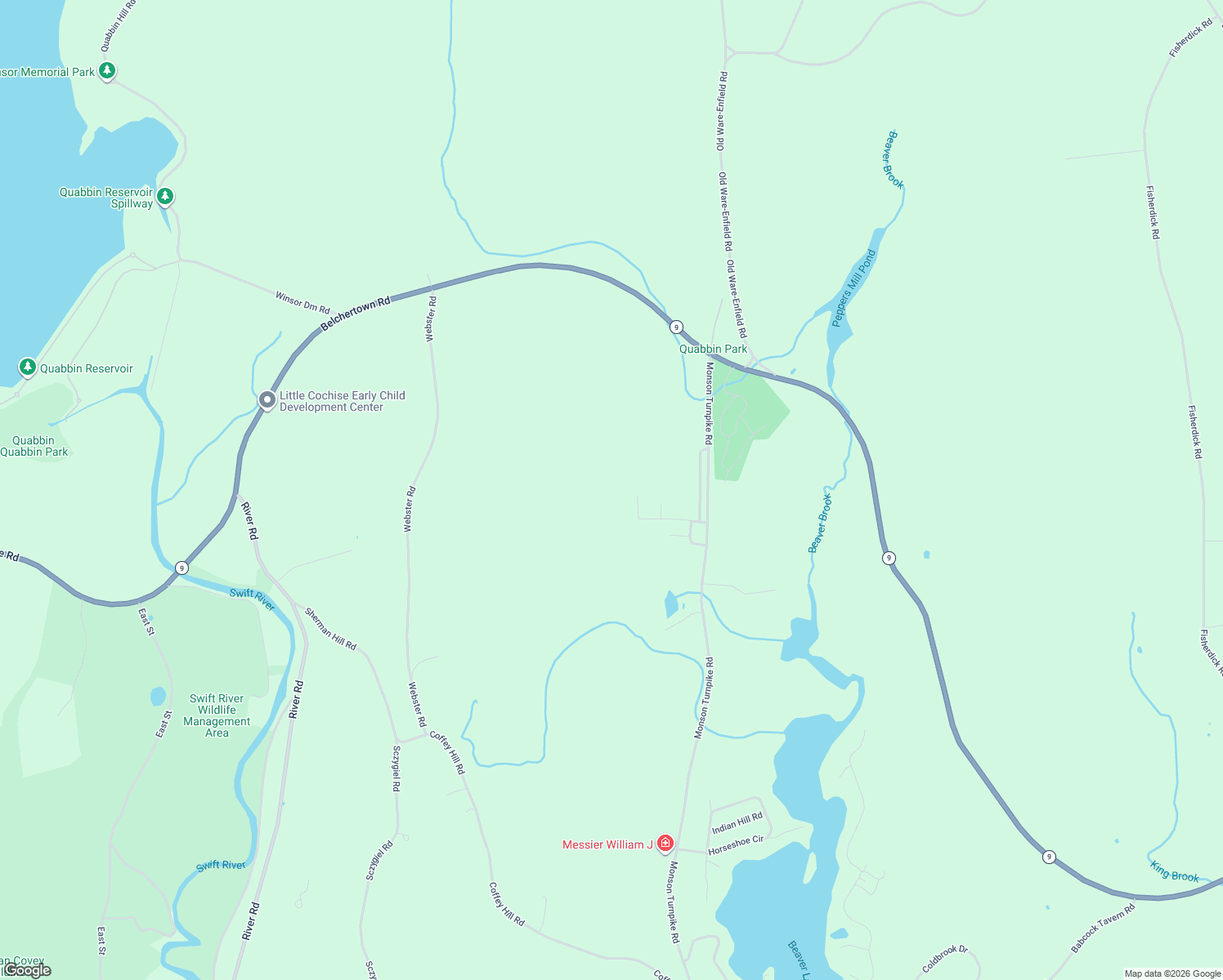 map of restaurants, bars, coffee shops, grocery stores, and more near 51 Monson Turnpike Road in Ware
