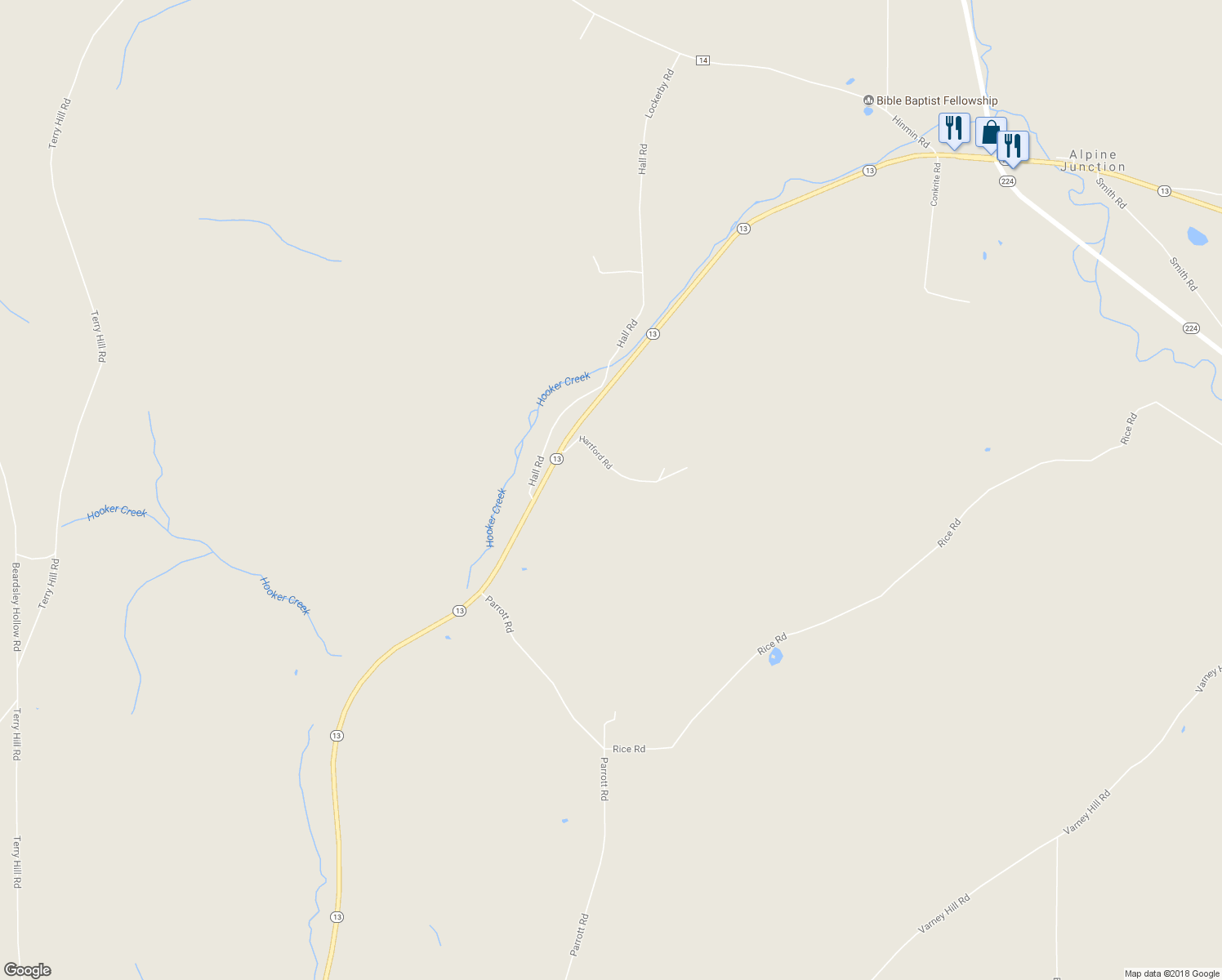 map of restaurants, bars, coffee shops, grocery stores, and more near 44 Hartford Road in Cayuta