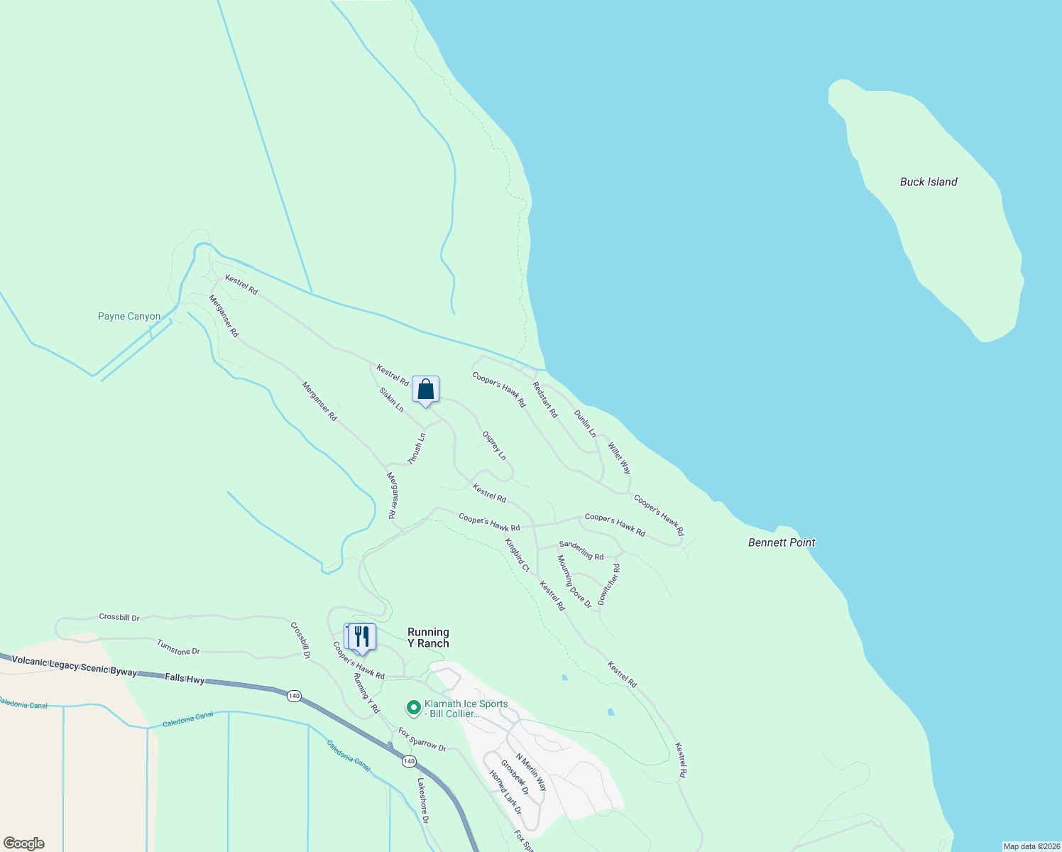 map of restaurants, bars, coffee shops, grocery stores, and more near Cooper's Hawk Road in Running Y Ranch