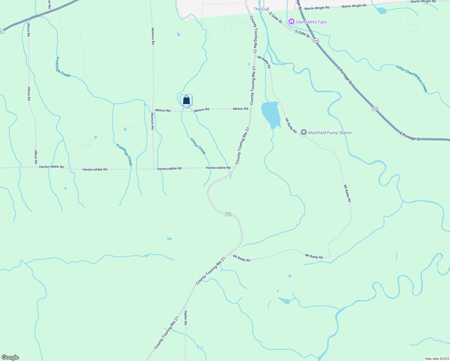 map of restaurants, bars, coffee shops, grocery stores, and more near 6644 Sherman-Westfield Road in Westfield