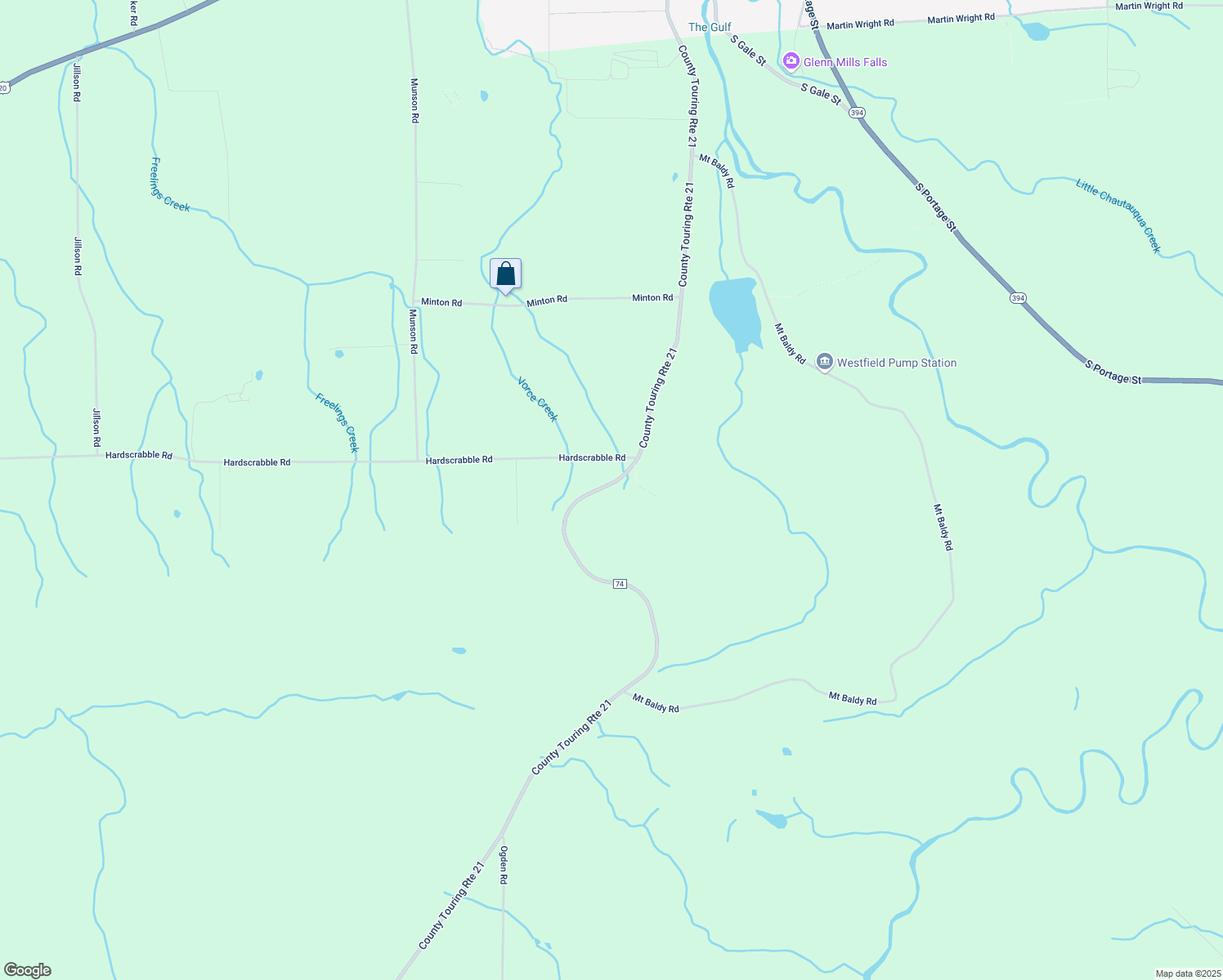 map of restaurants, bars, coffee shops, grocery stores, and more near 6644 Sherman-Westfield Road in Westfield