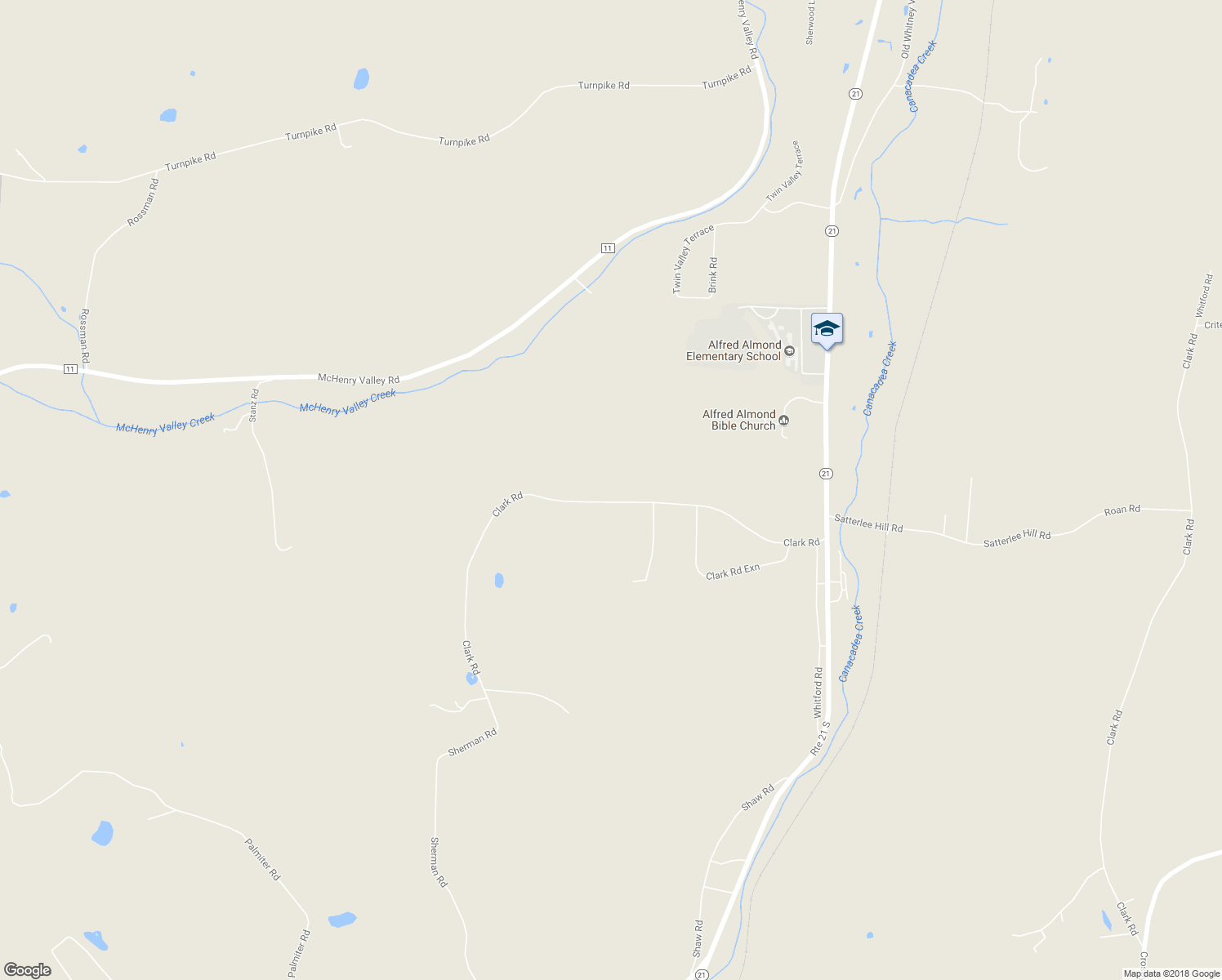 map of restaurants, bars, coffee shops, grocery stores, and more near 596 Clark Rd in Almond