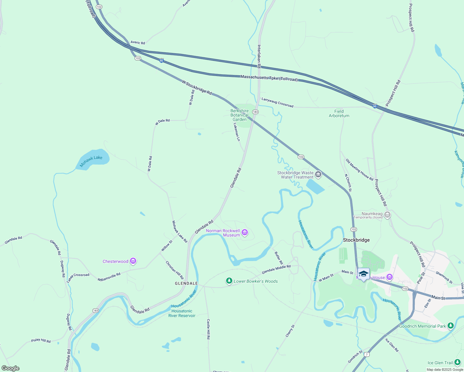 map of restaurants, bars, coffee shops, grocery stores, and more near 5 Glendale Road in Stockbridge