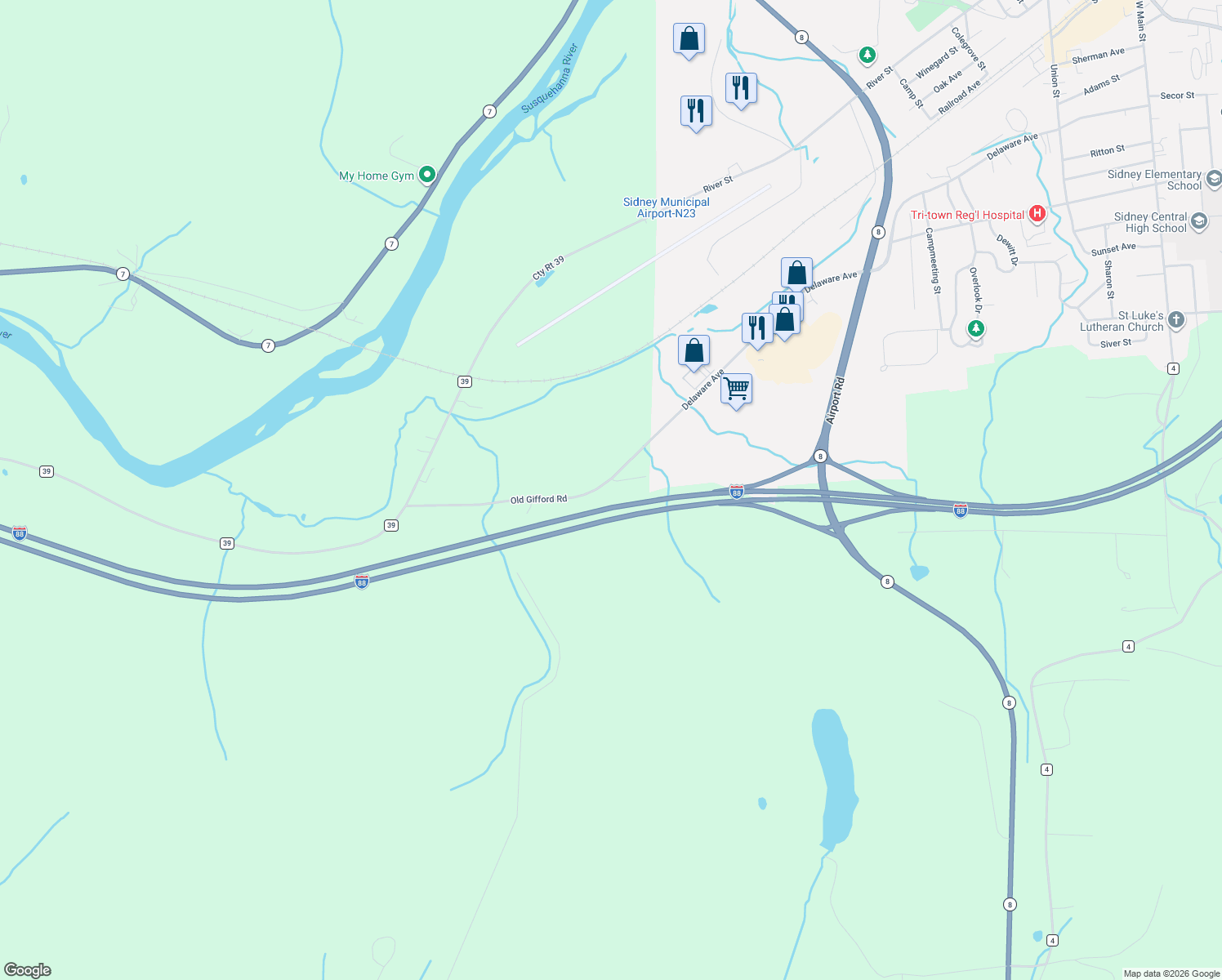 map of restaurants, bars, coffee shops, grocery stores, and more near 210 Old Gifford Road in Bainbridge