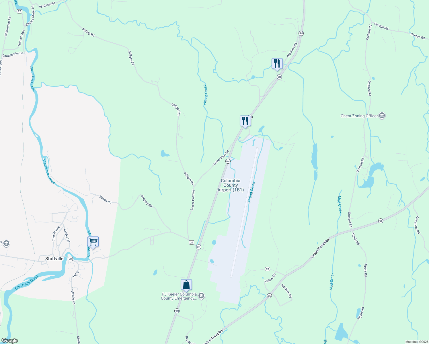 map of restaurants, bars, coffee shops, grocery stores, and more near 132 Lower Post Road in Ghent
