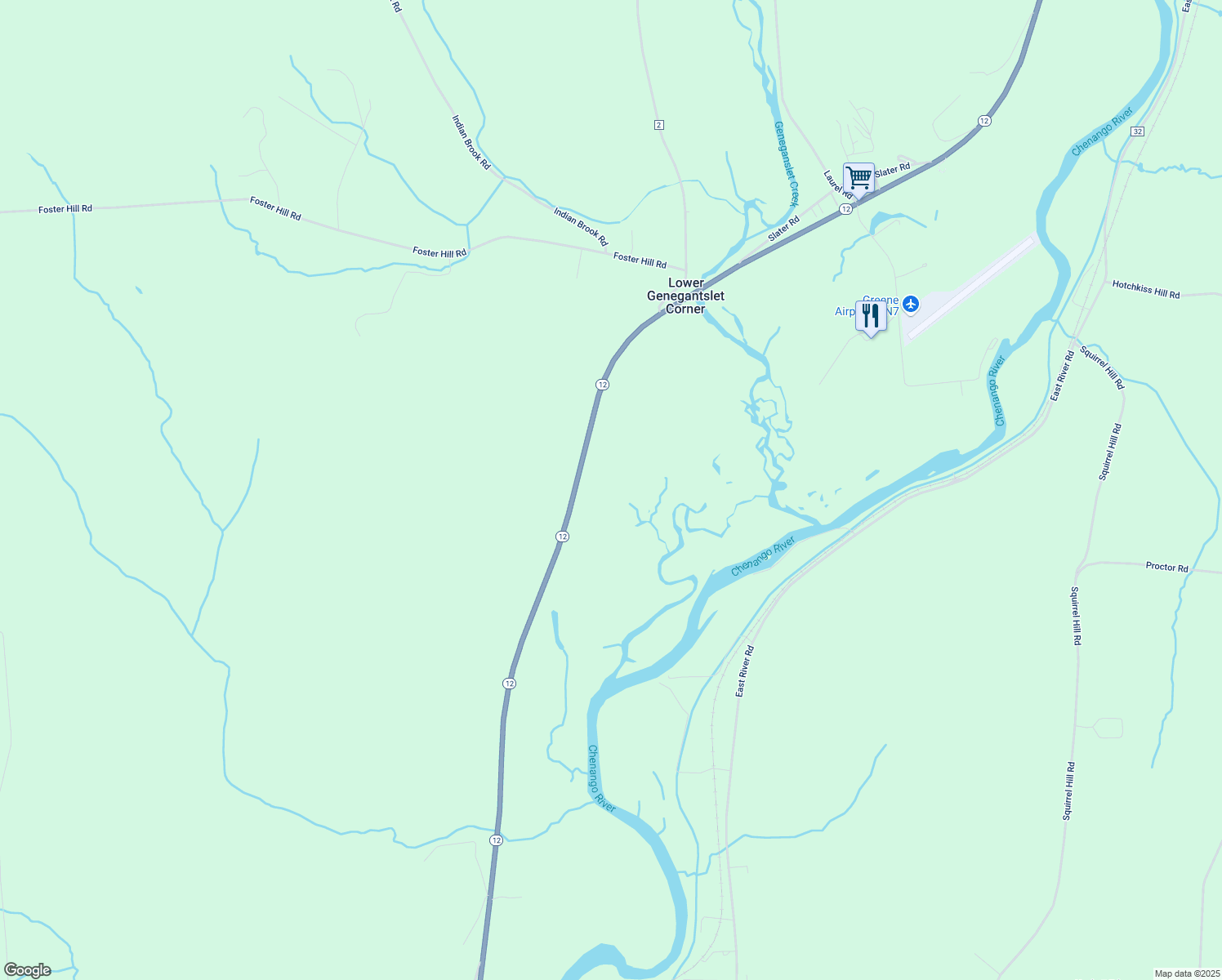 map of restaurants, bars, coffee shops, grocery stores, and more near 918 State Route 12 in Greene