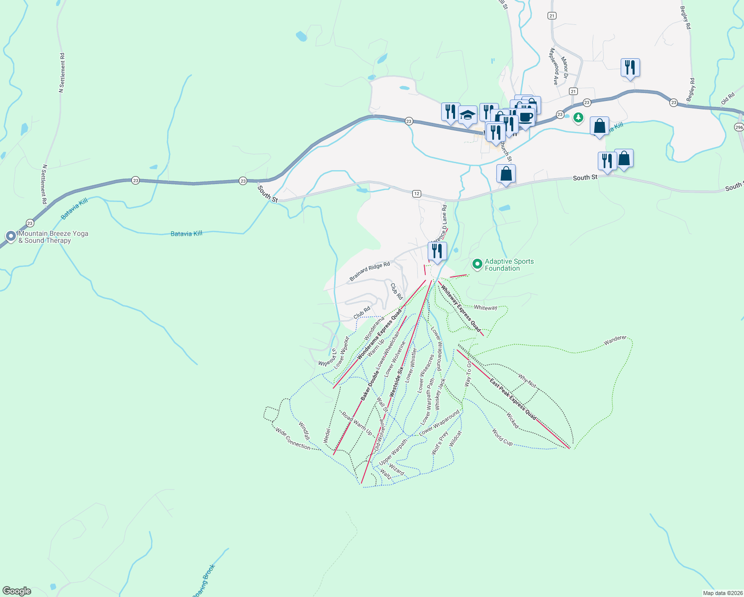 map of restaurants, bars, coffee shops, grocery stores, and more near 55 The Loop in Windham