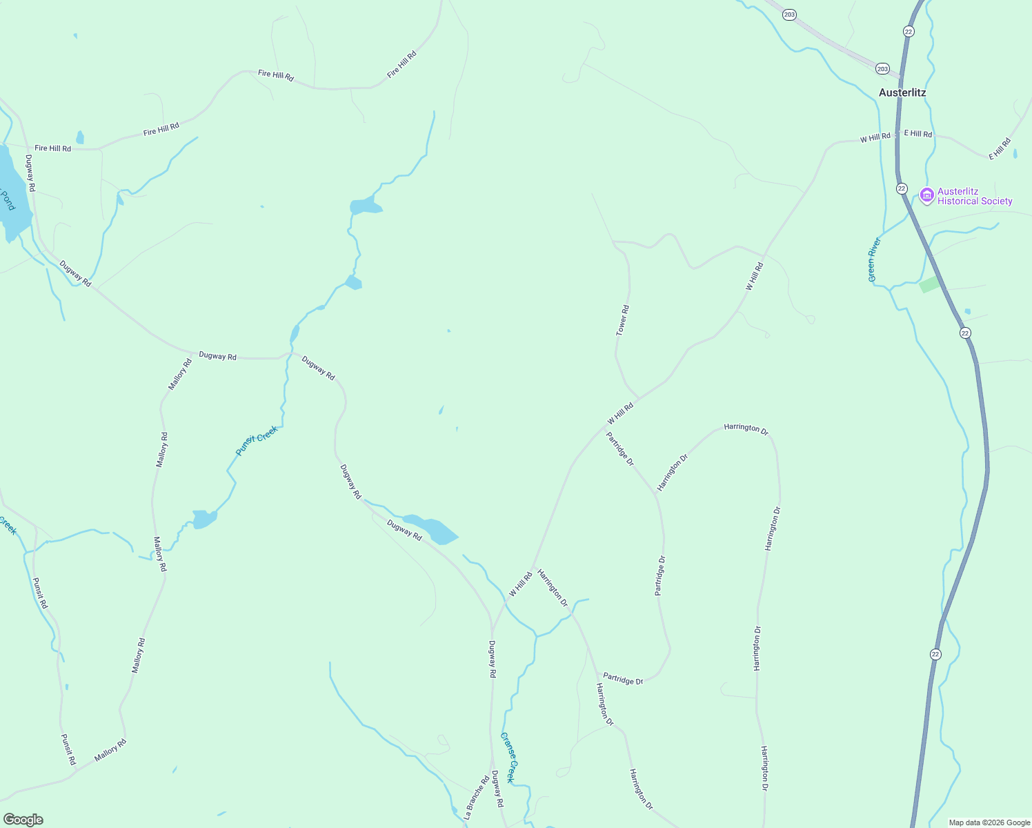 map of restaurants, bars, coffee shops, grocery stores, and more near 129 White Hill Road in Hillsdale